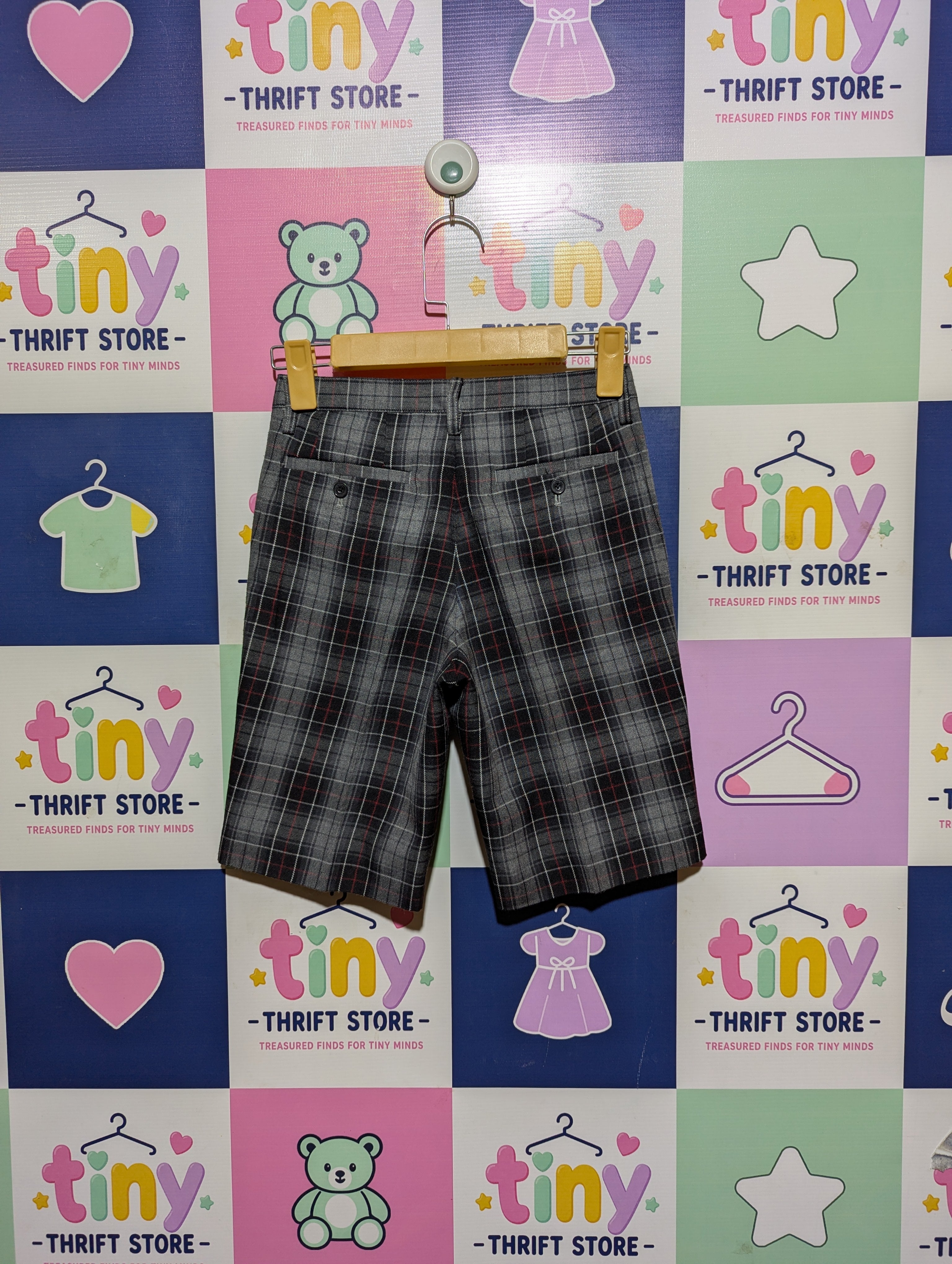 Comme Ça ISM Boys Grey Plaid Tailored Shorts - Size 130A Estimated Age 8-9 Years AB2