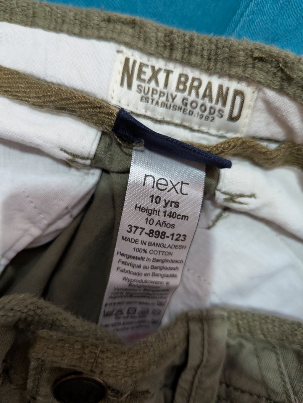 Next Brand Boys Olive Green Cargo Shorts - Size 10 Years Estimated Age 10 Years AB2