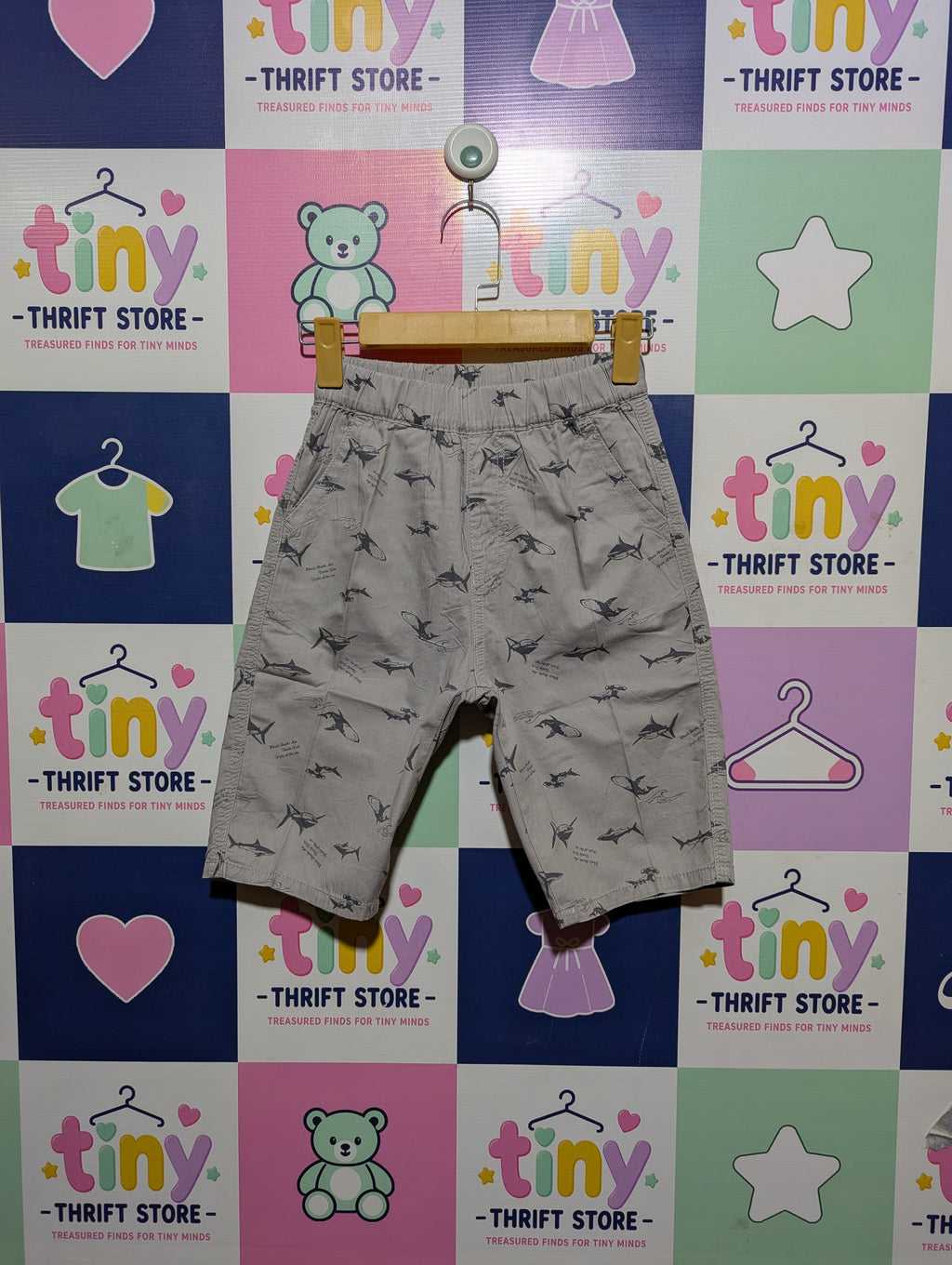 Wild Club Boys Grey Shark Print Summer Shorts - Size 140 Estimated Age 9-10 Years AB2