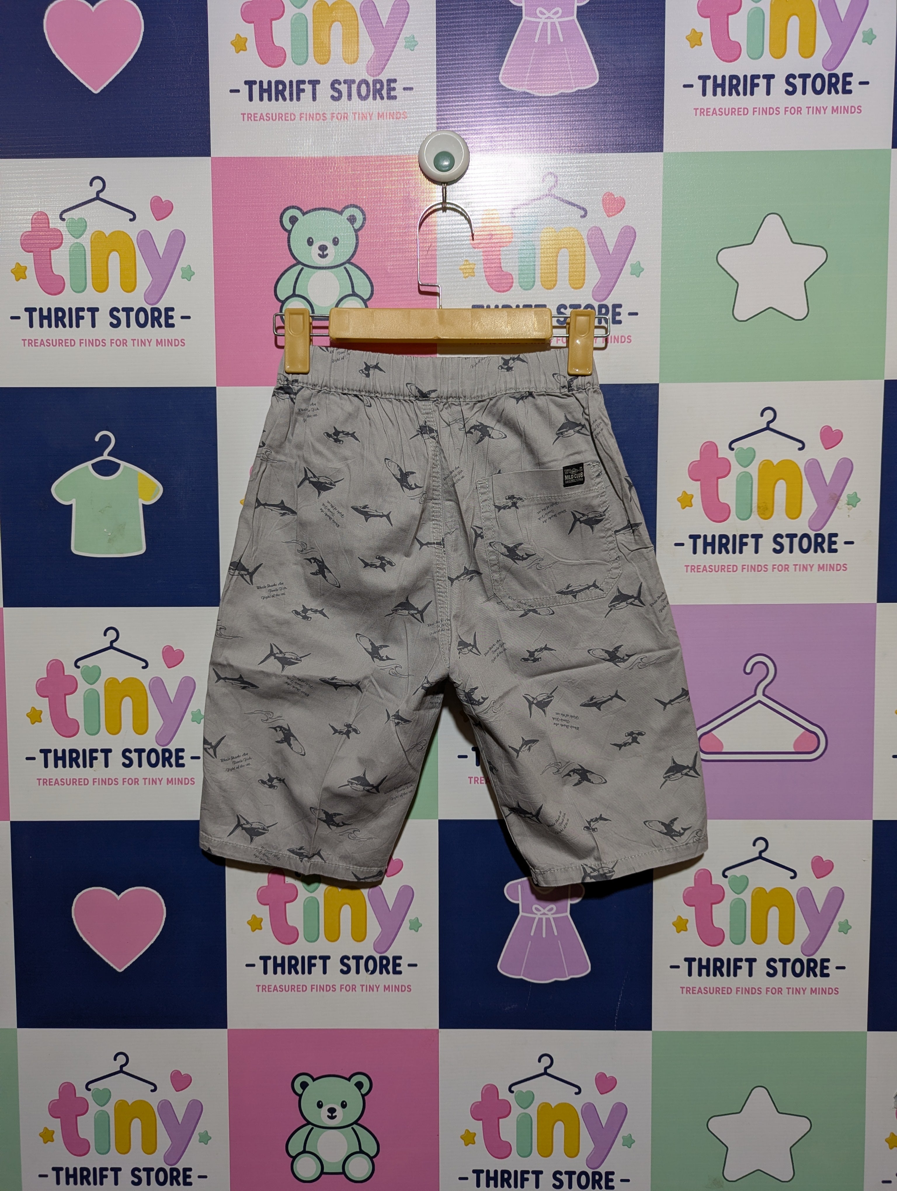 Wild Club Boys Grey Shark Print Summer Shorts - Size 140 Estimated Age 9-10 Years AB2