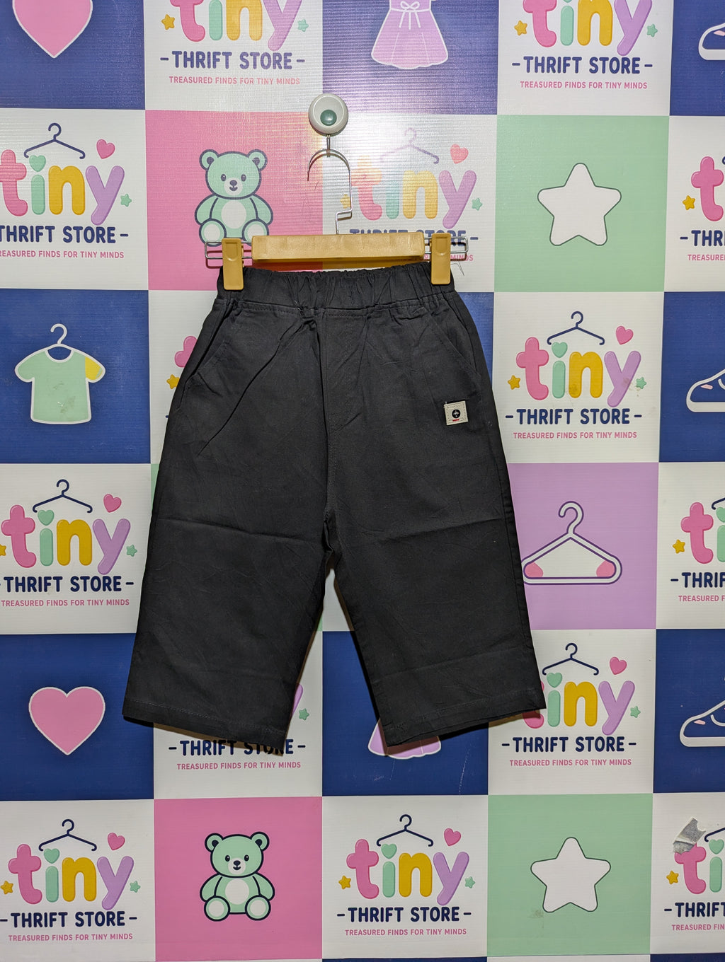Boys Solid Black Minimalist Pull-On Shorts - Size 140 Estimated Age 9-10 Years AB2