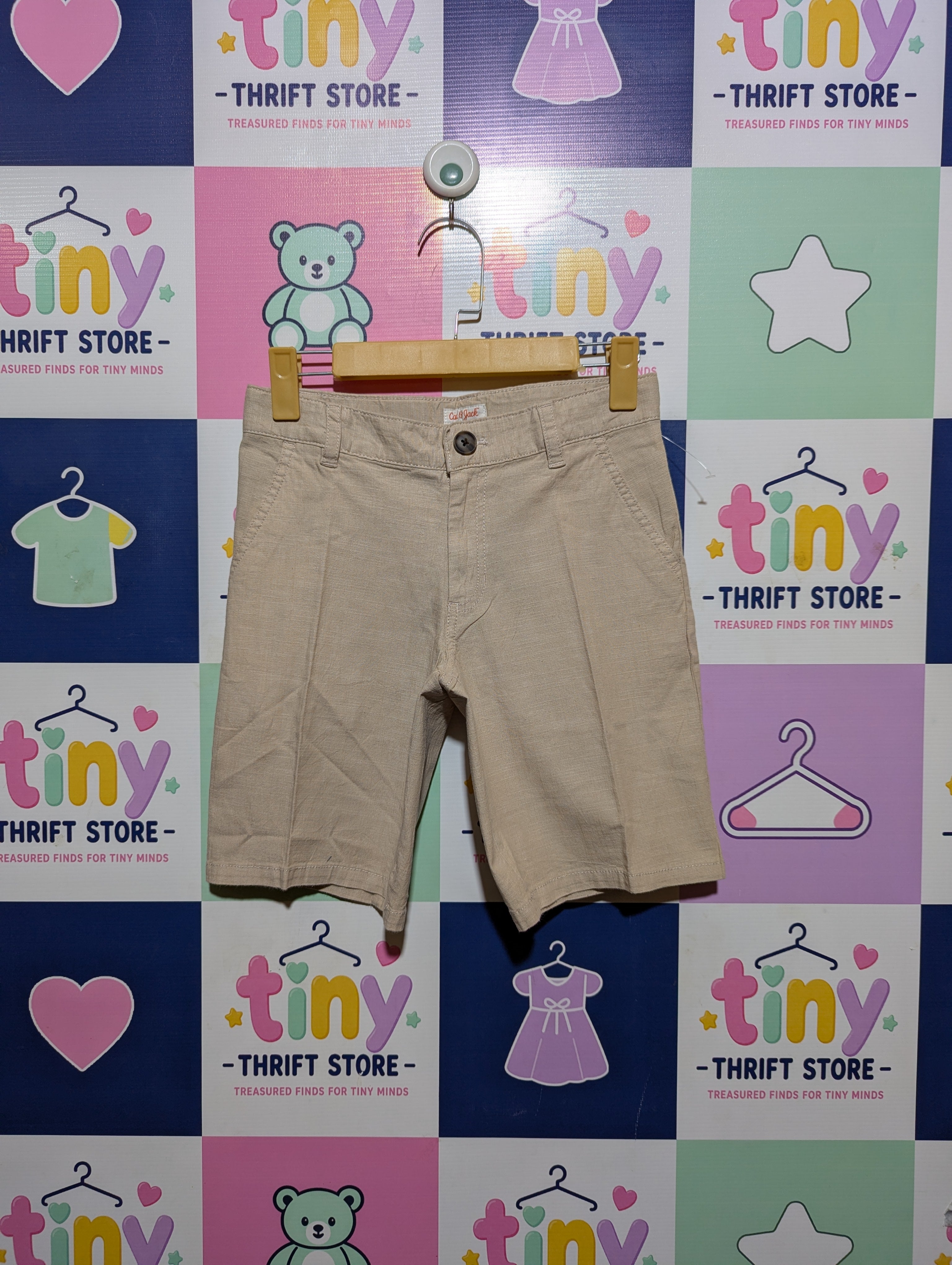 Cat & Jack Boys Tan Casual Flat-Front Shorts - Size 10 Estimated Age 9-10 Years AB2