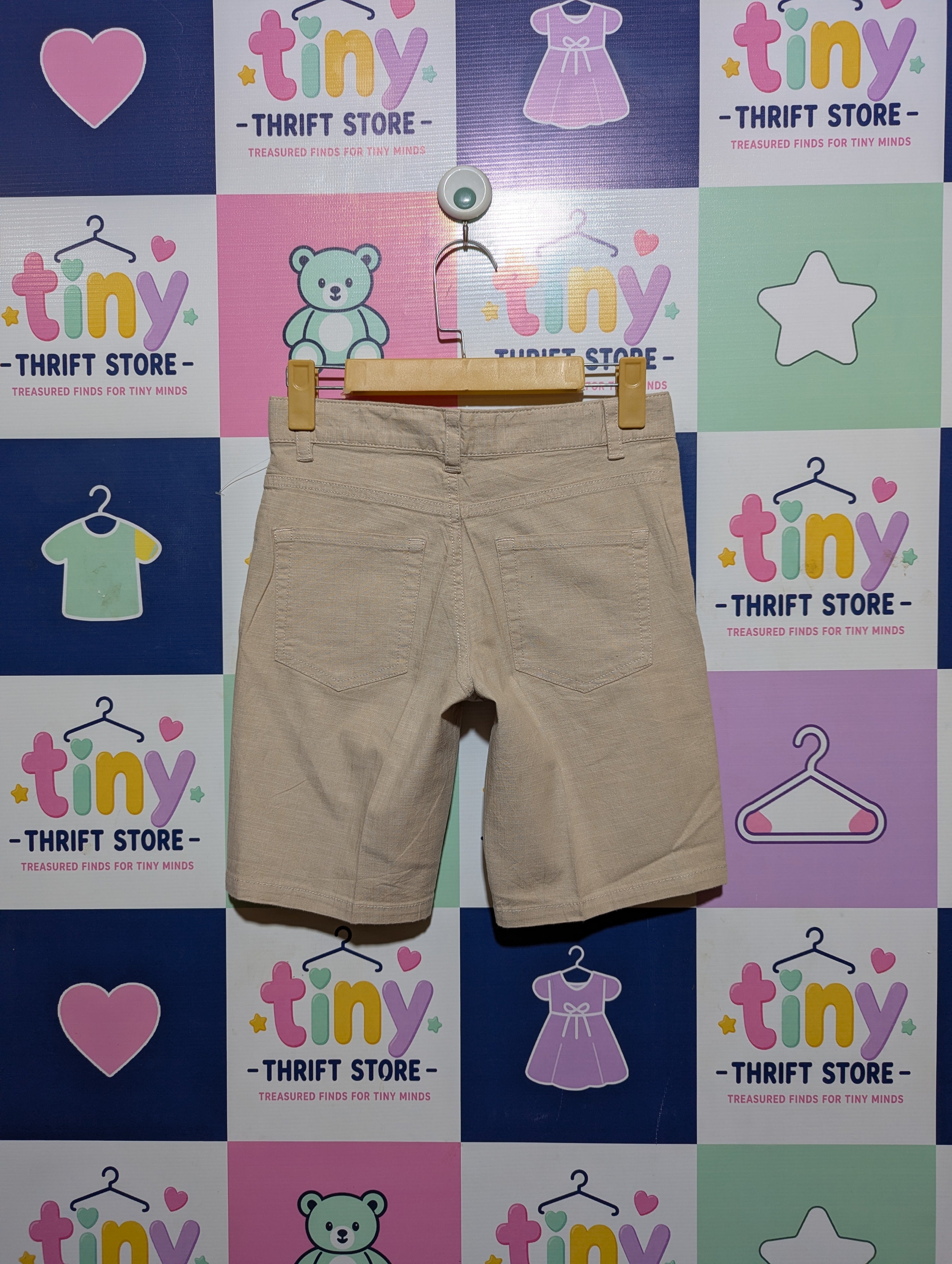 Cat & Jack Boys Tan Casual Flat-Front Shorts - Size 10 Estimated Age 9-10 Years AB2