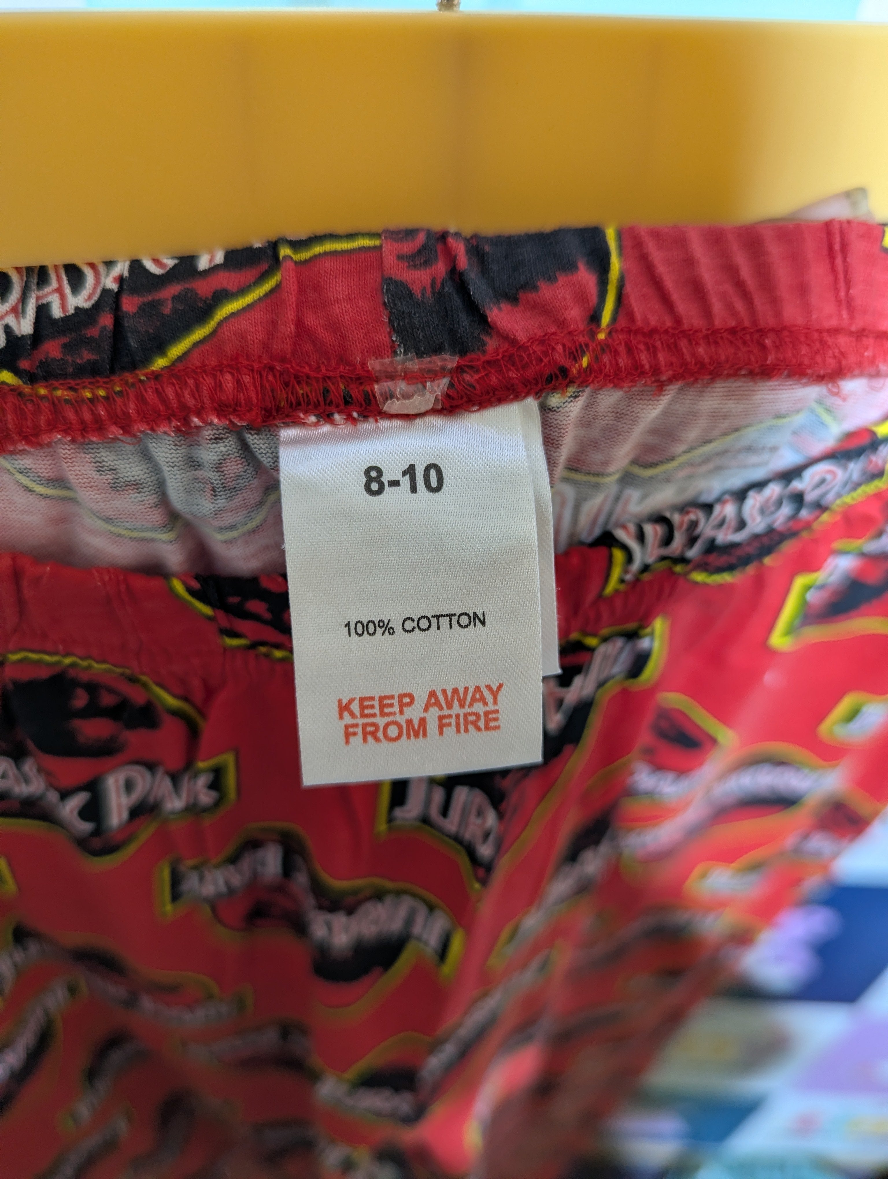 Jurassic Park Boys Red Graphic Loungewear Joggers - Size 8-10 Estimated Age 8-10 Years AB2