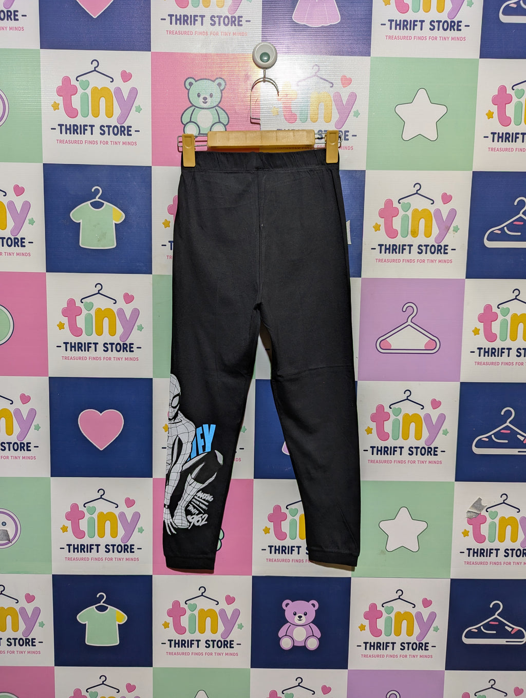 Marvel at George Boys Black Spider-Man Graphic Leggings - Size 8-9 Estimated Age 8-9 Years AB2