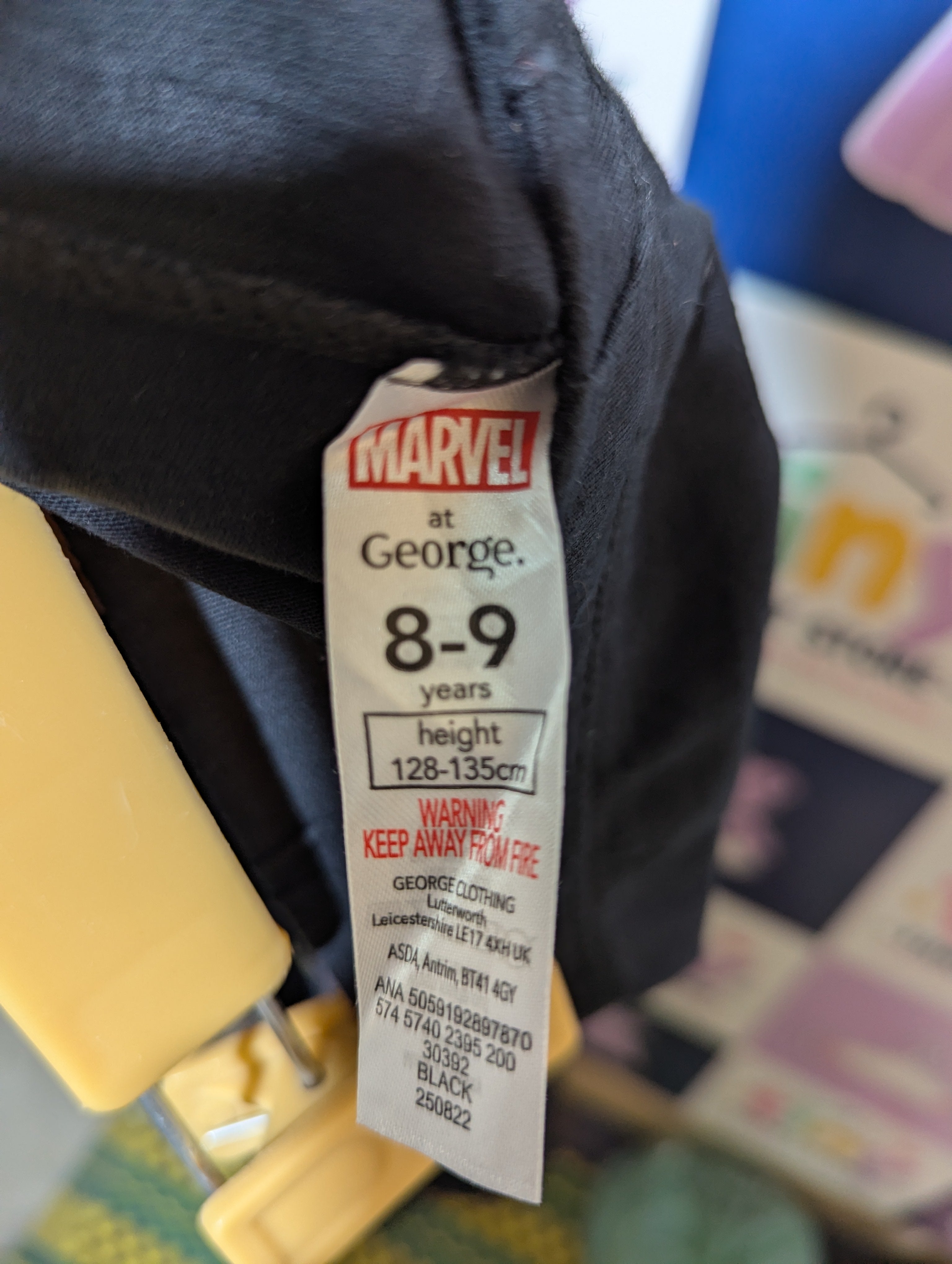 Marvel at George Boys Black Spider-Man Graphic Leggings - Size 8-9 Estimated Age 8-9 Years AB2