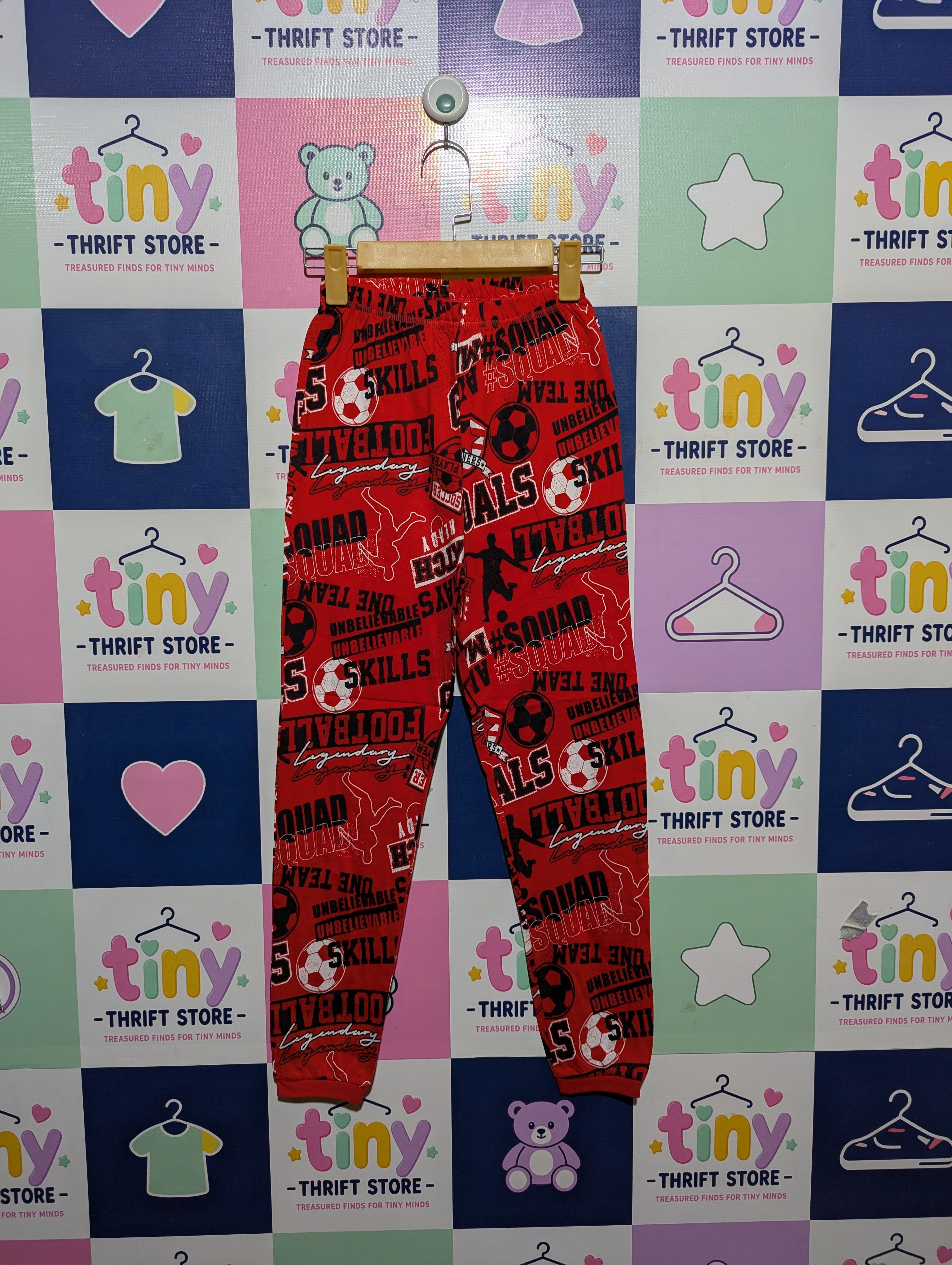 George Boys Red Football Graphic Loungewear Joggers - Size 9-10 Estimated Age 9-10 Years AB2