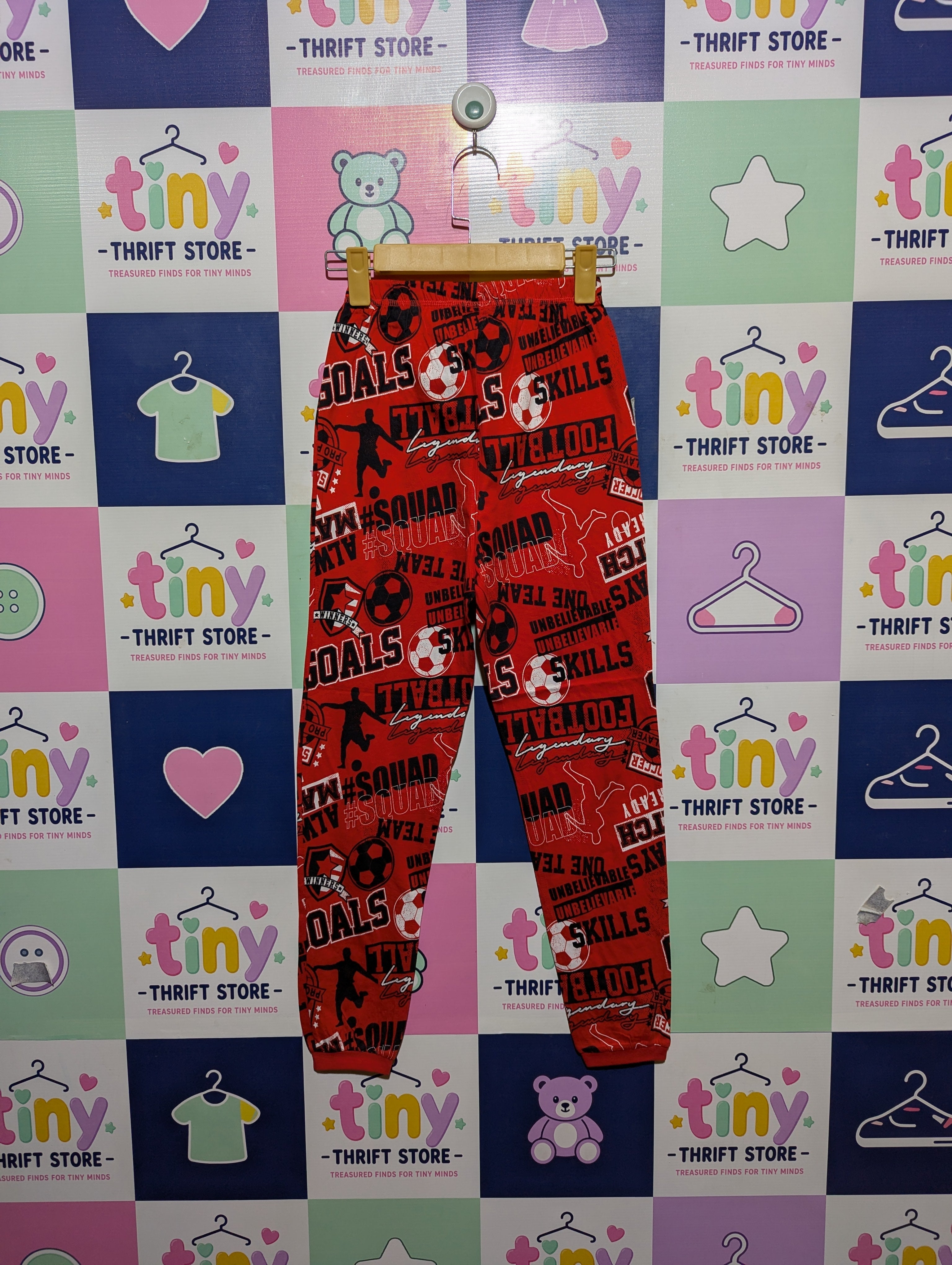 George Boys Red Football Graphic Loungewear Joggers - Size 9-10 Estimated Age 9-10 Years AB2