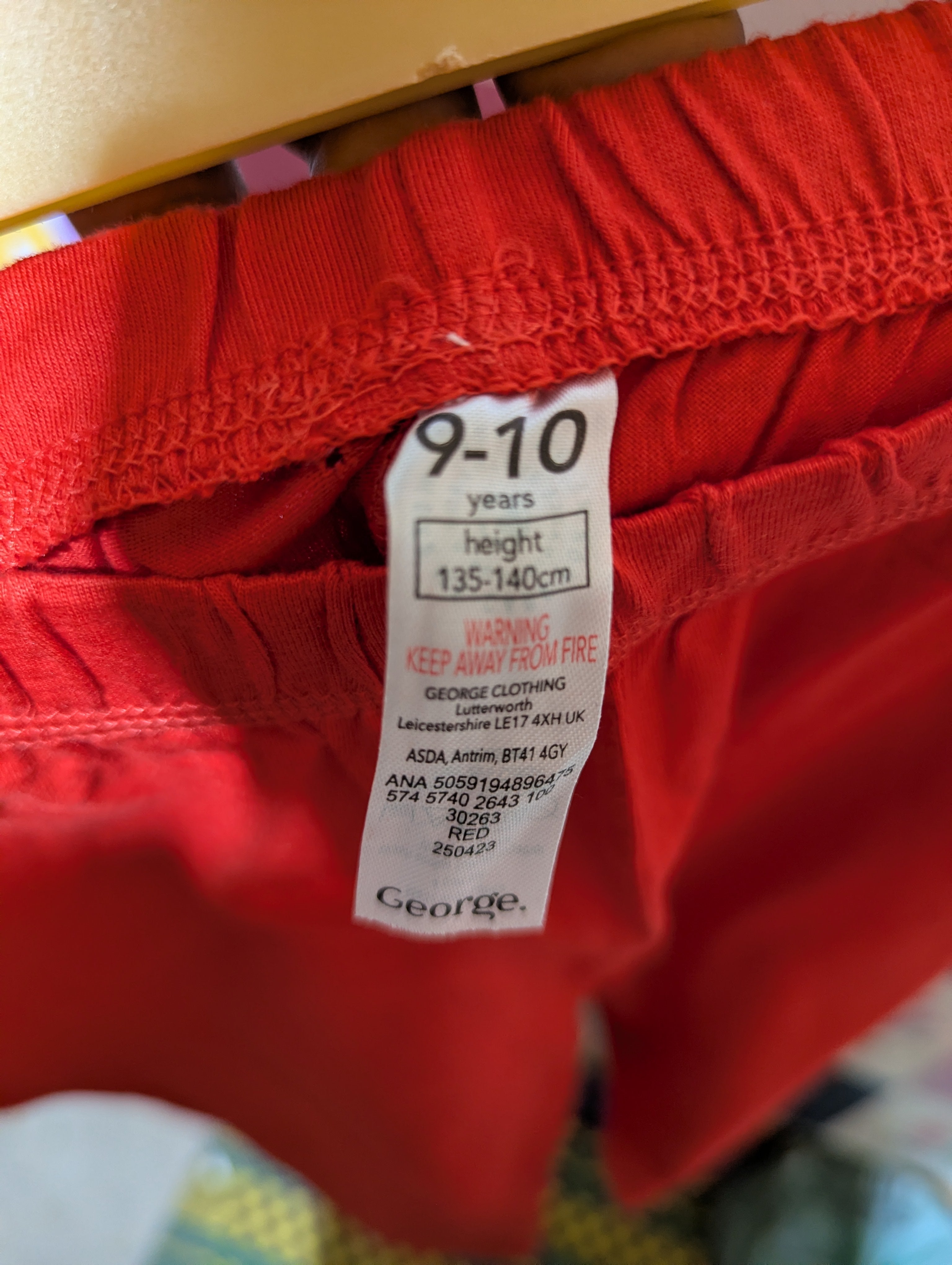 George Kids Boys/Girls Vibrant Red Casual Joggers - Size 9-10 Estimated Age 9-10 Years AB2