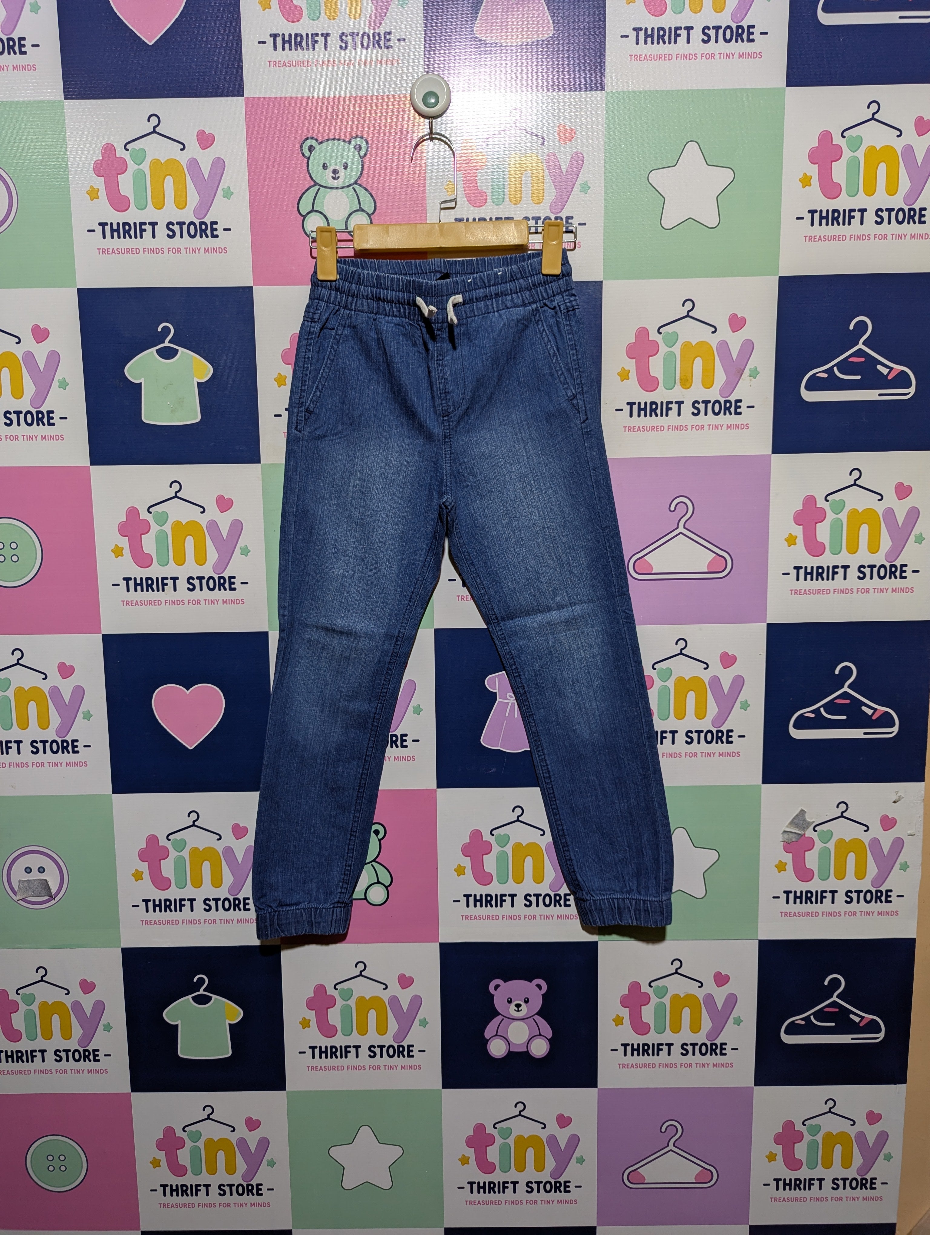 H&M Boys Denim Jogger Pants - Size 134 Estimated Age 8-9 Years AB2