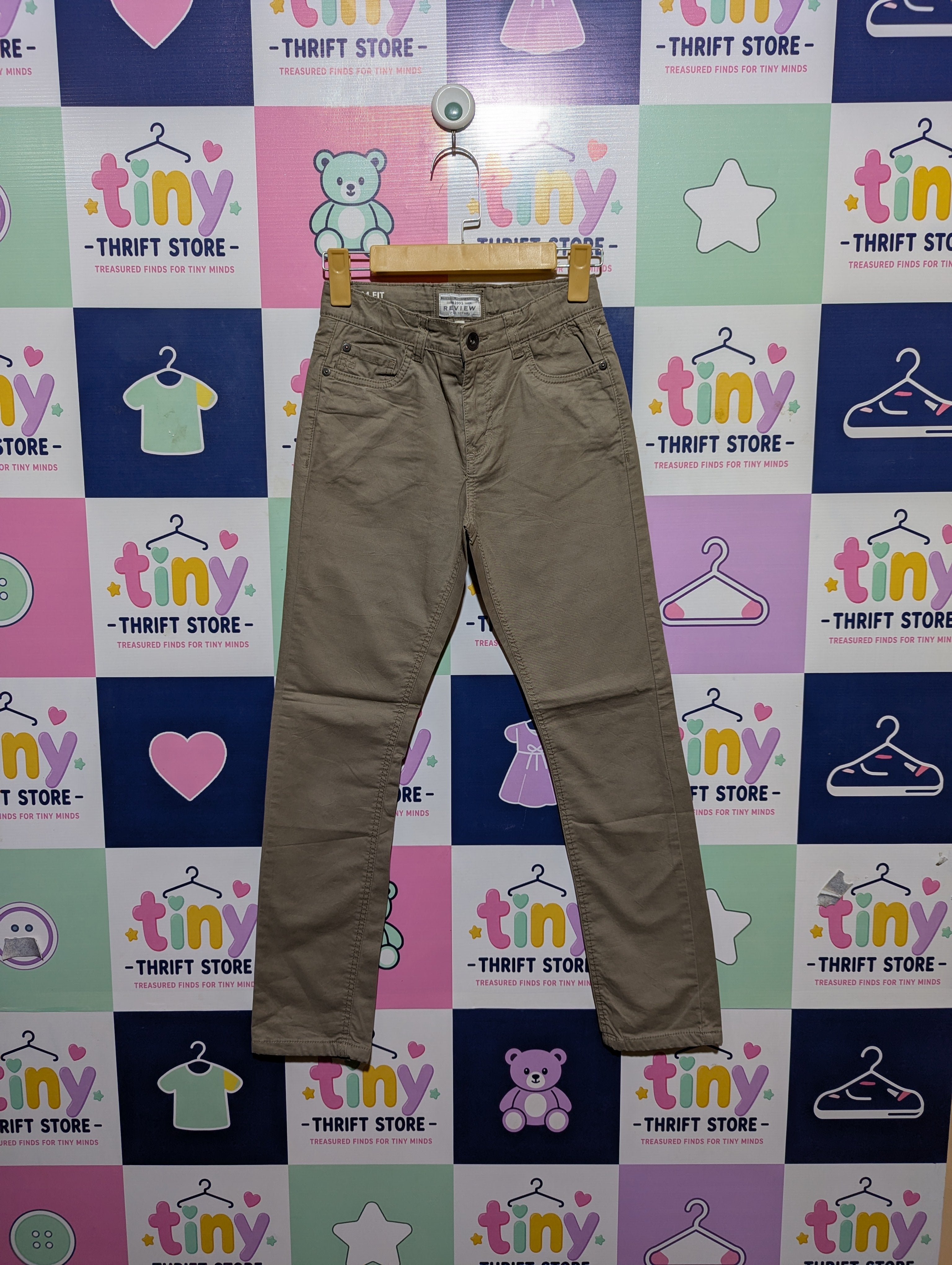 Review For Teens Boys Slim Fit Khaki Trousers - Size 146 Estimated Age 10-11 Years AB2