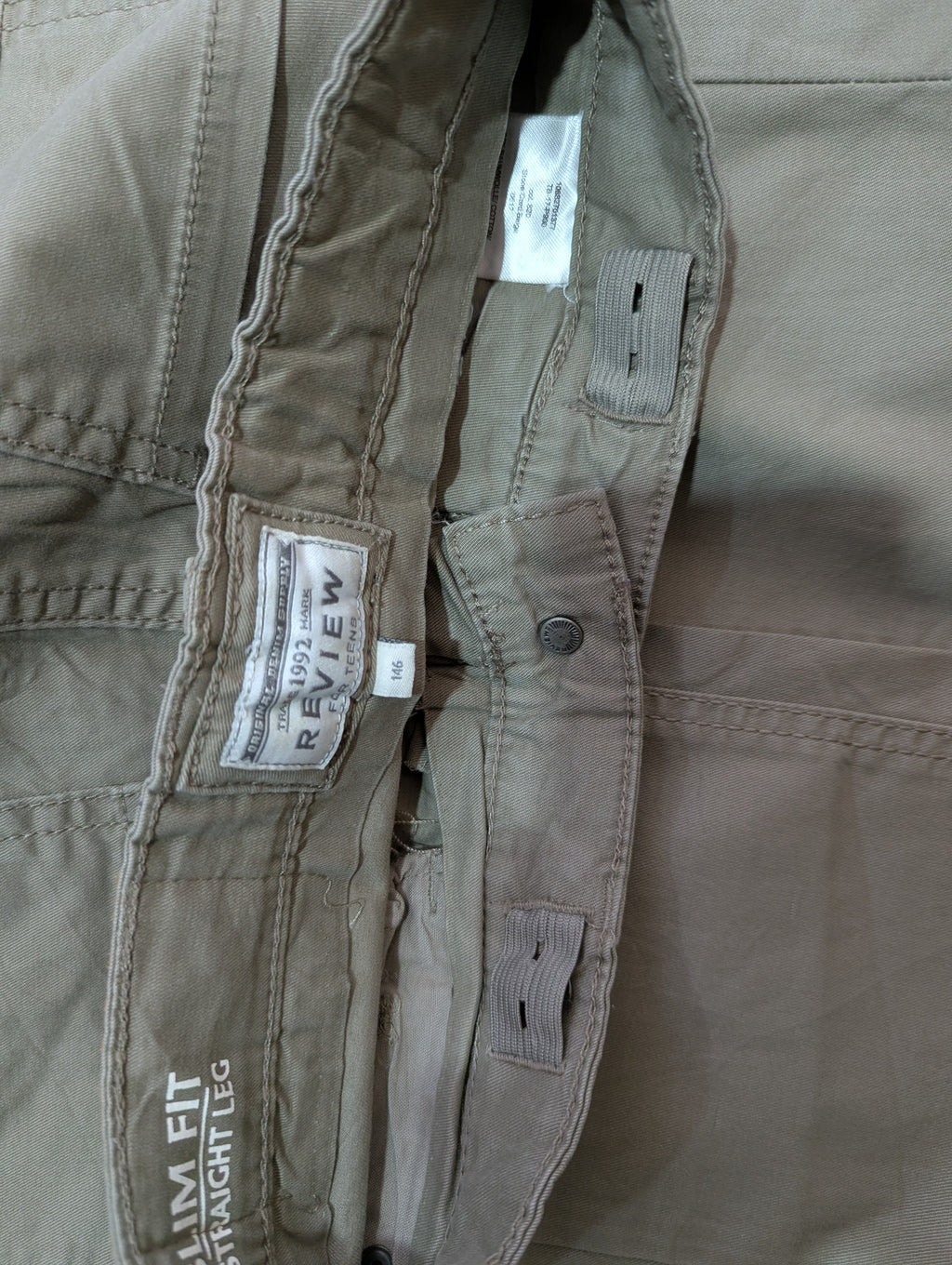 Review For Teens Boys Slim Fit Khaki Trousers - Size 146 Estimated Age 10-11 Years AB2