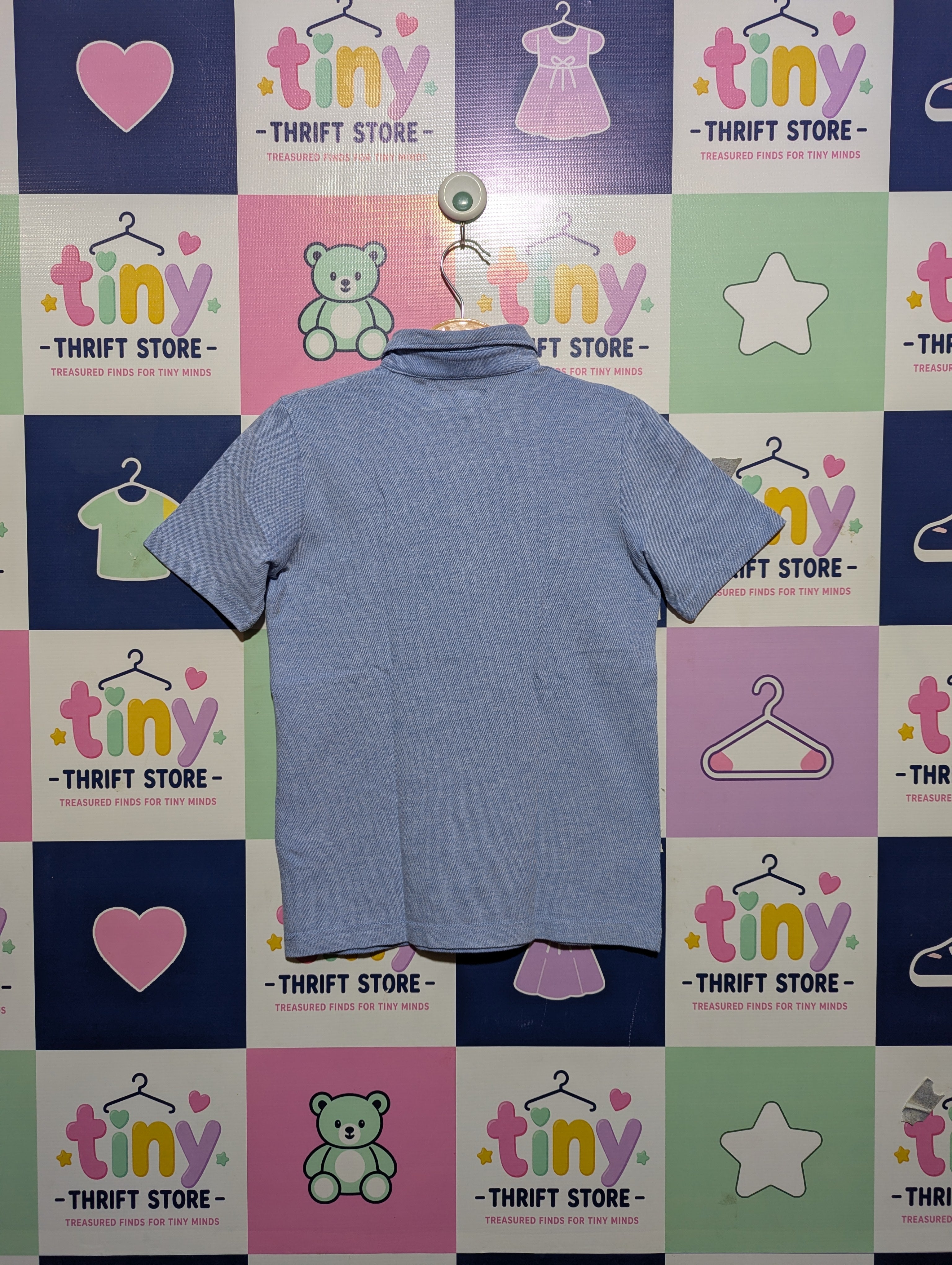 Next Boys Light Blue Polo Shirt - Size Estimated Age 6-7 Years AB2
