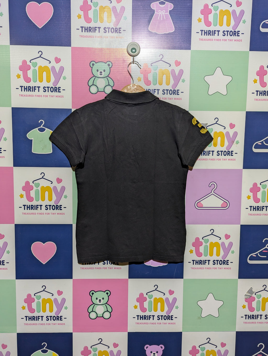 Ralph Lauren Boys Black "Custom Fit" Polo Shirt - Size Estimated Age 10-12 Years AB2