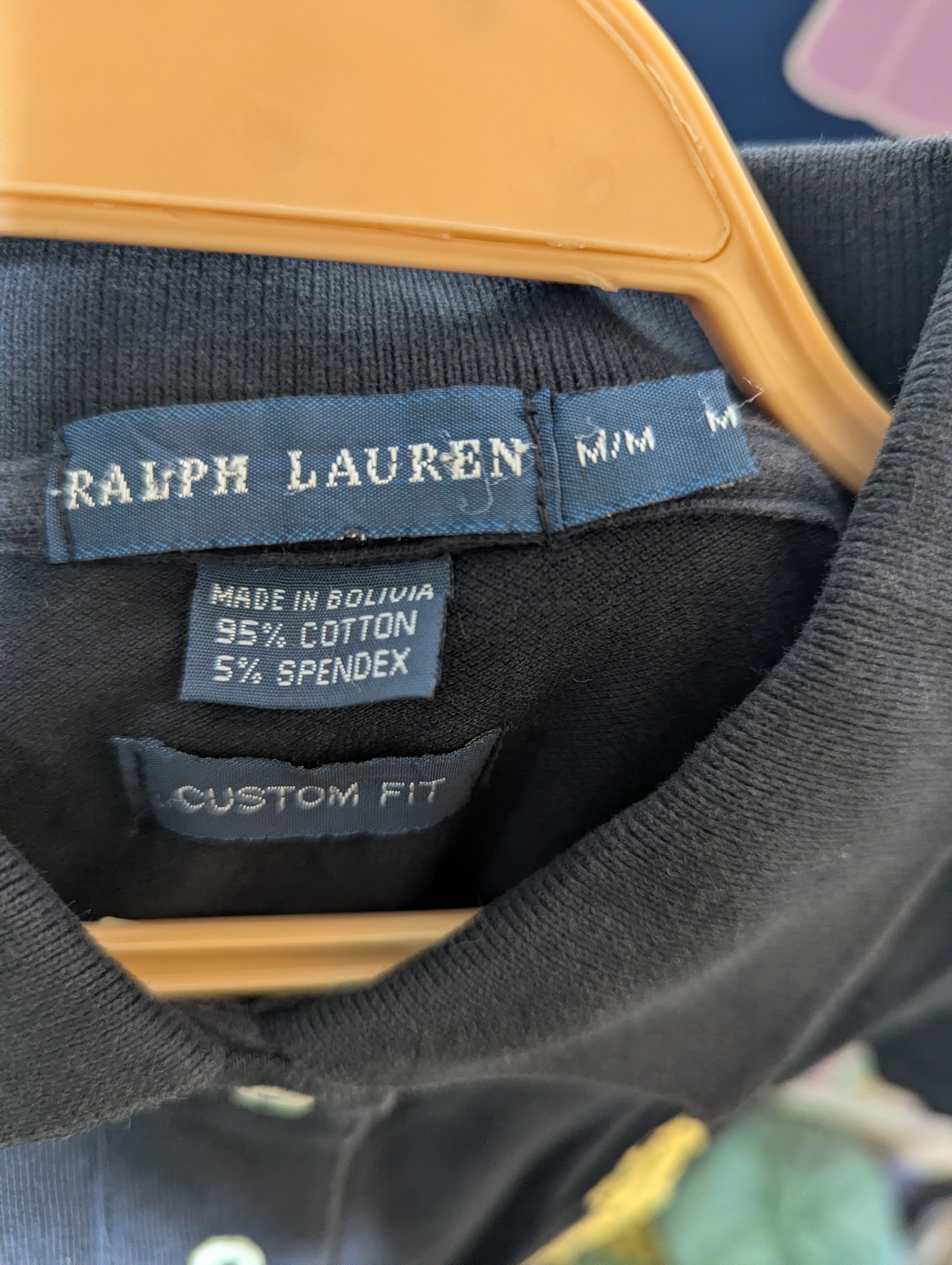 Ralph Lauren Boys Black "Custom Fit" Polo Shirt - Size Estimated Age 10-12 Years AB2