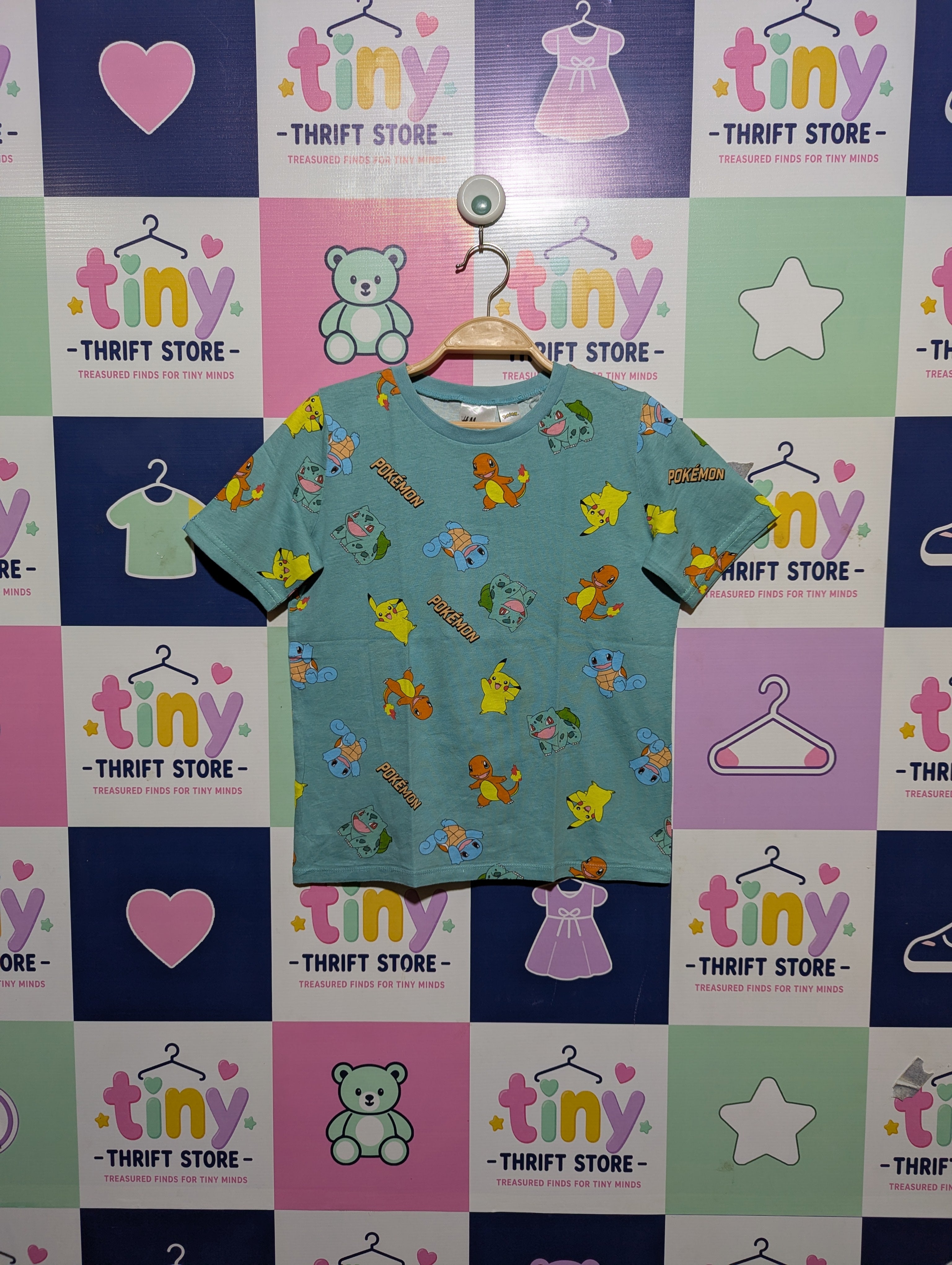 H&M Boys Blue "Pokémon" Graphic T-Shirt - Size Estimated Age 8-10 Years AB2