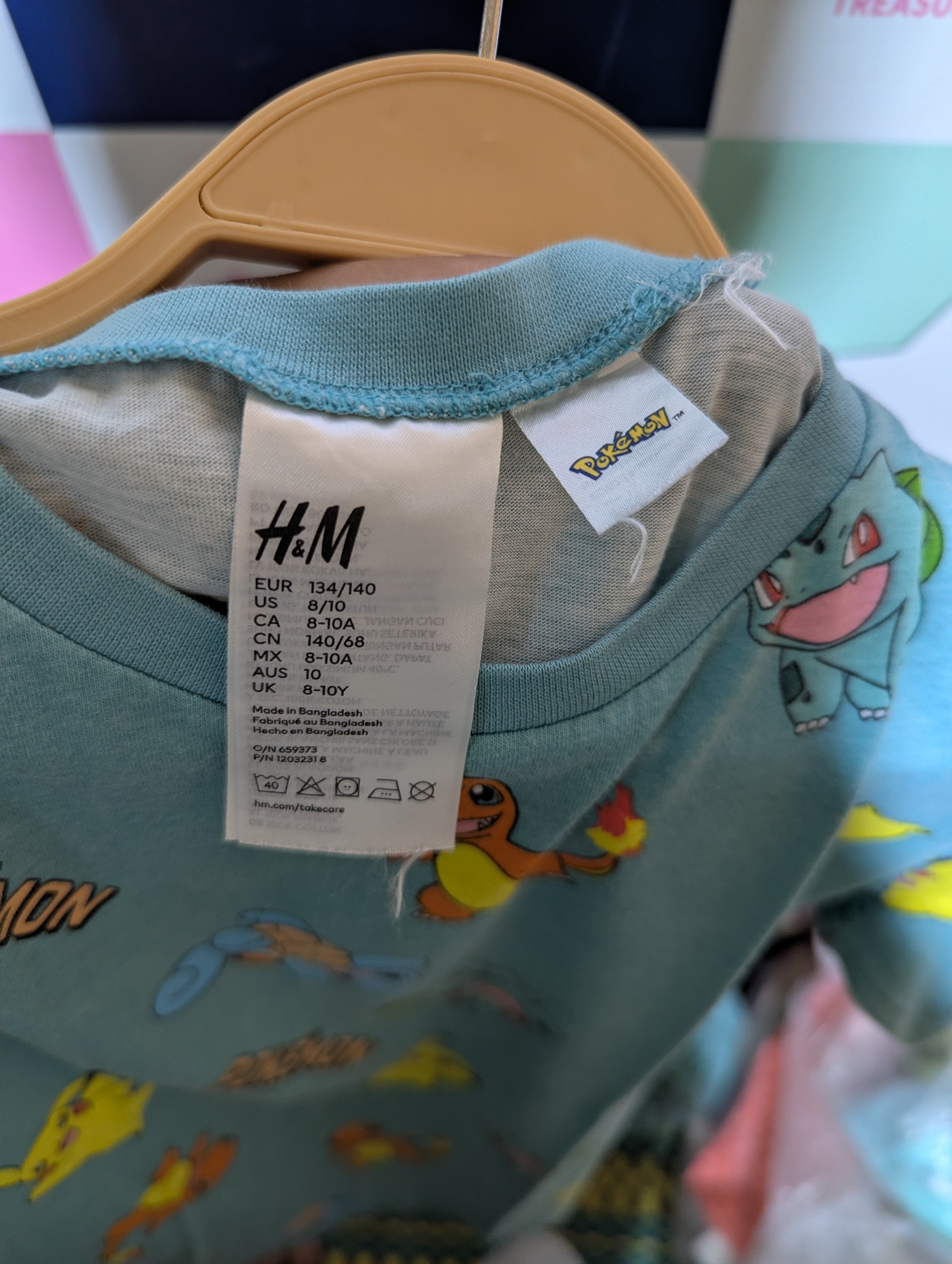 H&M Boys Blue "Pokémon" Graphic T-Shirt - Size Estimated Age 8-10 Years AB2