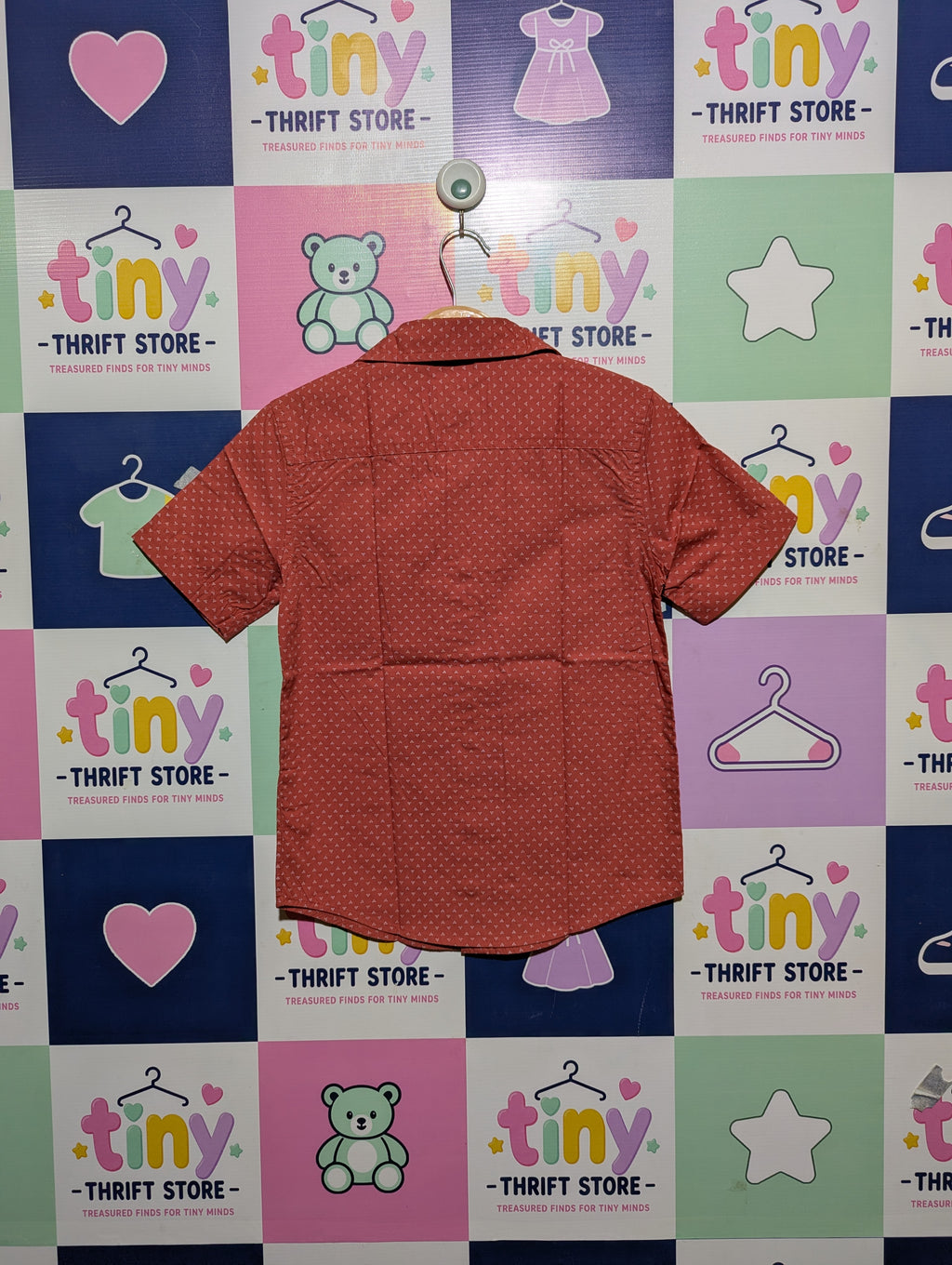 Urban Pipeline Boys Rust Orange "Patterned" Button-Down Shirt - Size Estimated Age 8 - 9 Years AB2
