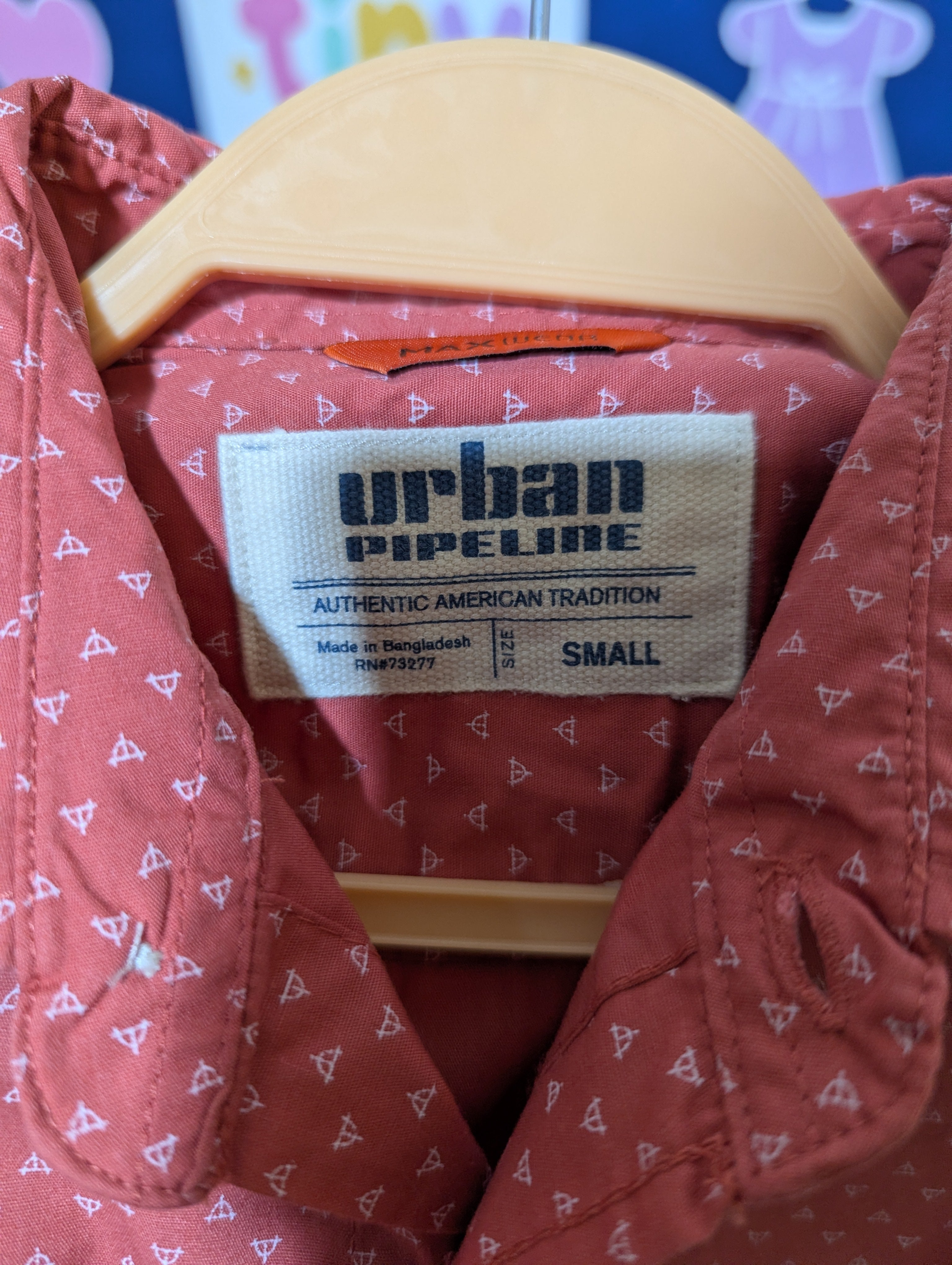 Urban Pipeline Boys Rust Orange "Patterned" Button-Down Shirt - Size Estimated Age 8 - 9 Years AB2