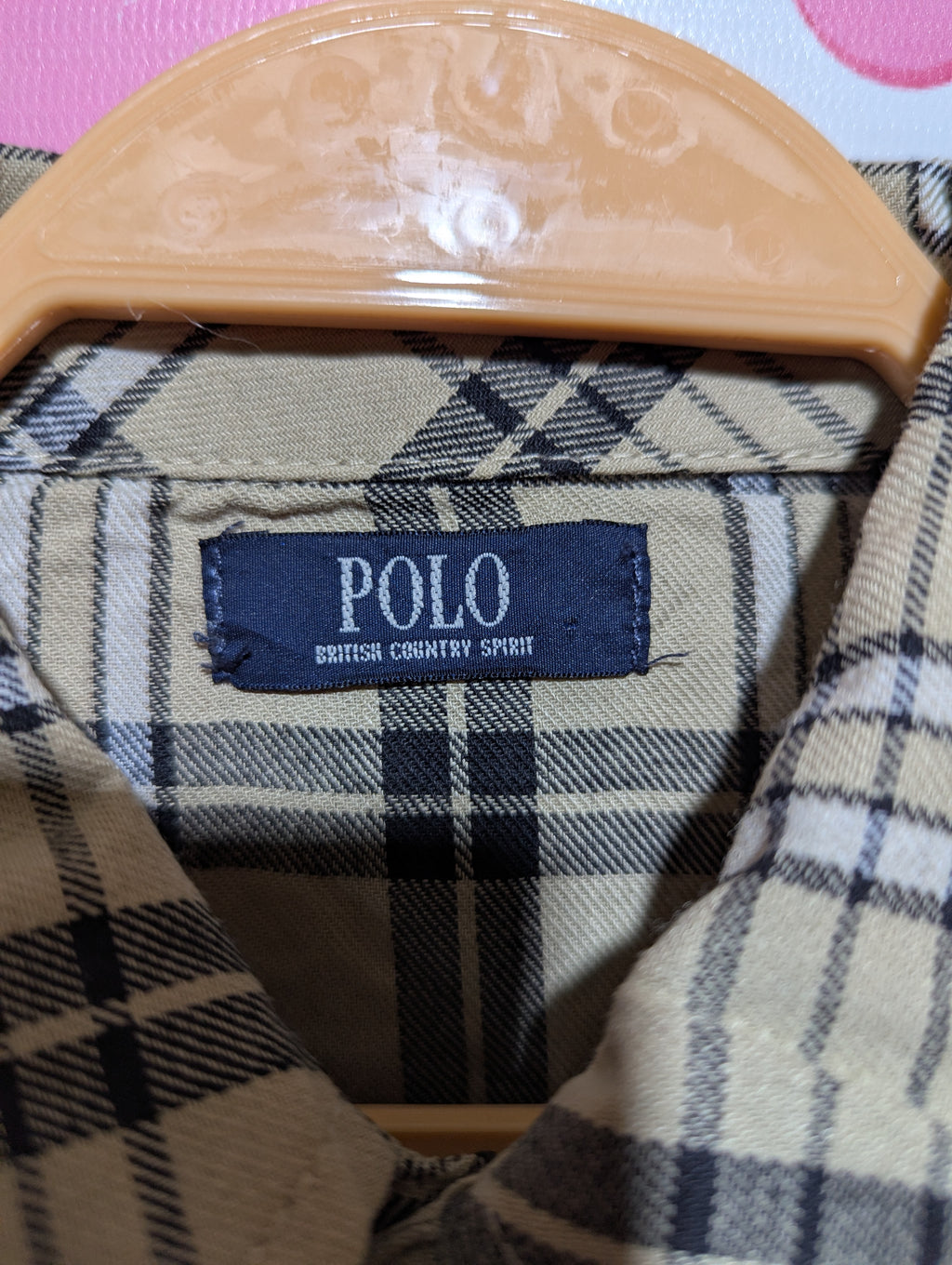 Polo British Country Spirit Boys Beige Checkered Long-Sleeve Shirt - Size Estimated Age 8-9 Years AB2