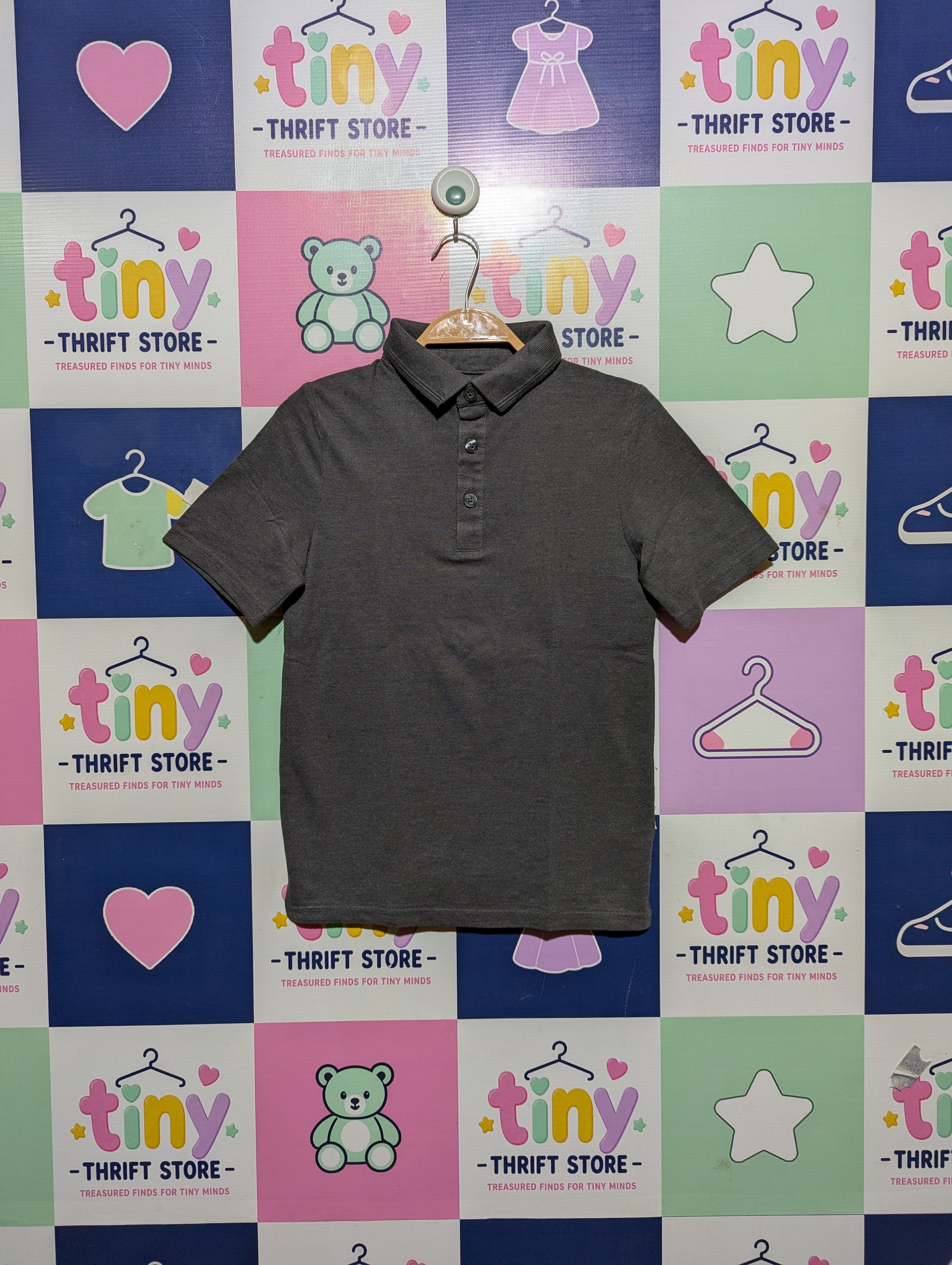 Kiabi Boys Charcoal Grey Short-Sleeve Polo Shirt - Size Estimated Age 10 Years AB2