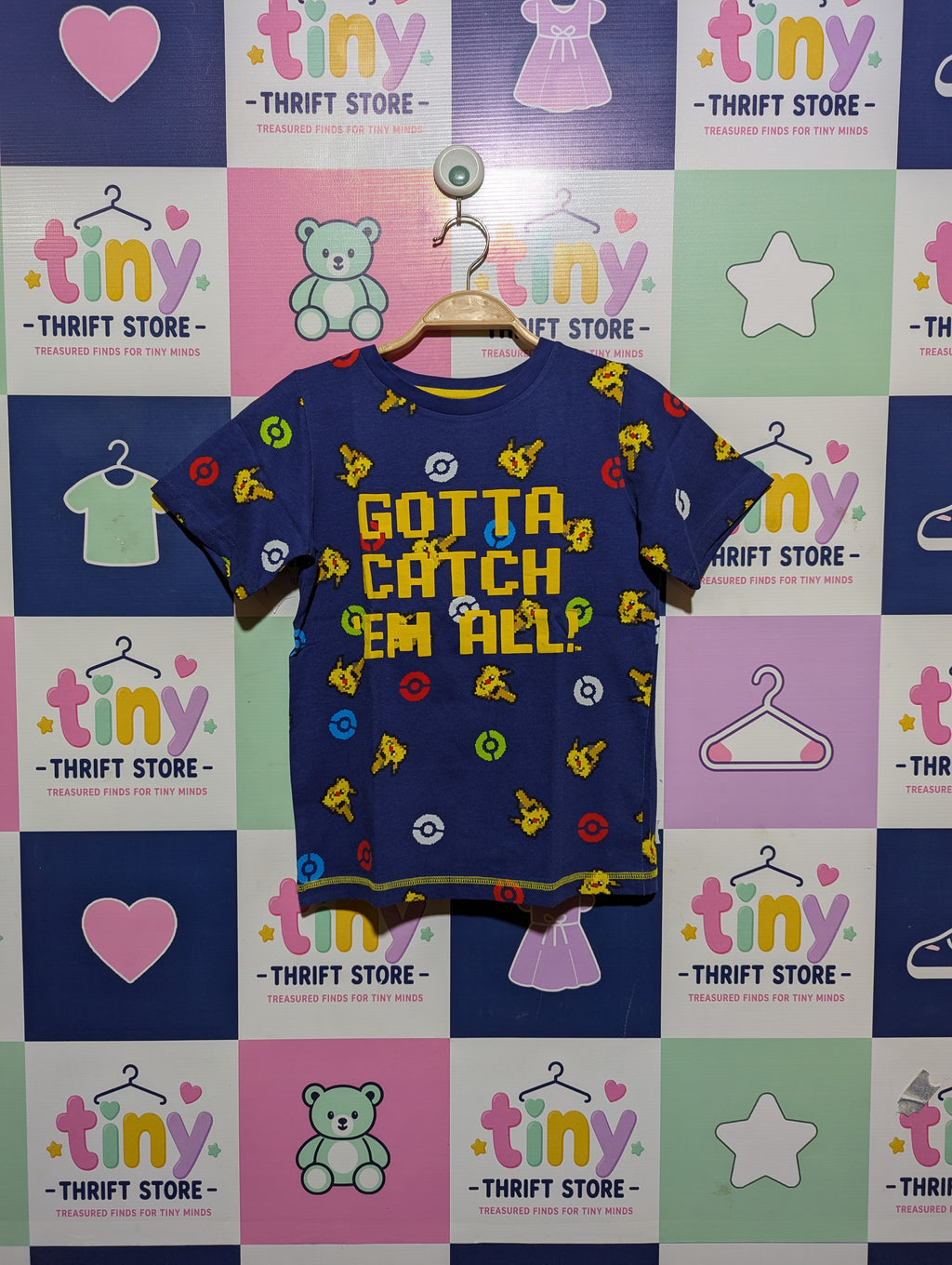 Tu Boys Navy "Gotta Catch 'Em All" Pokemon Graphic Tee - Size Estimated Age 9-10 Years AB2
