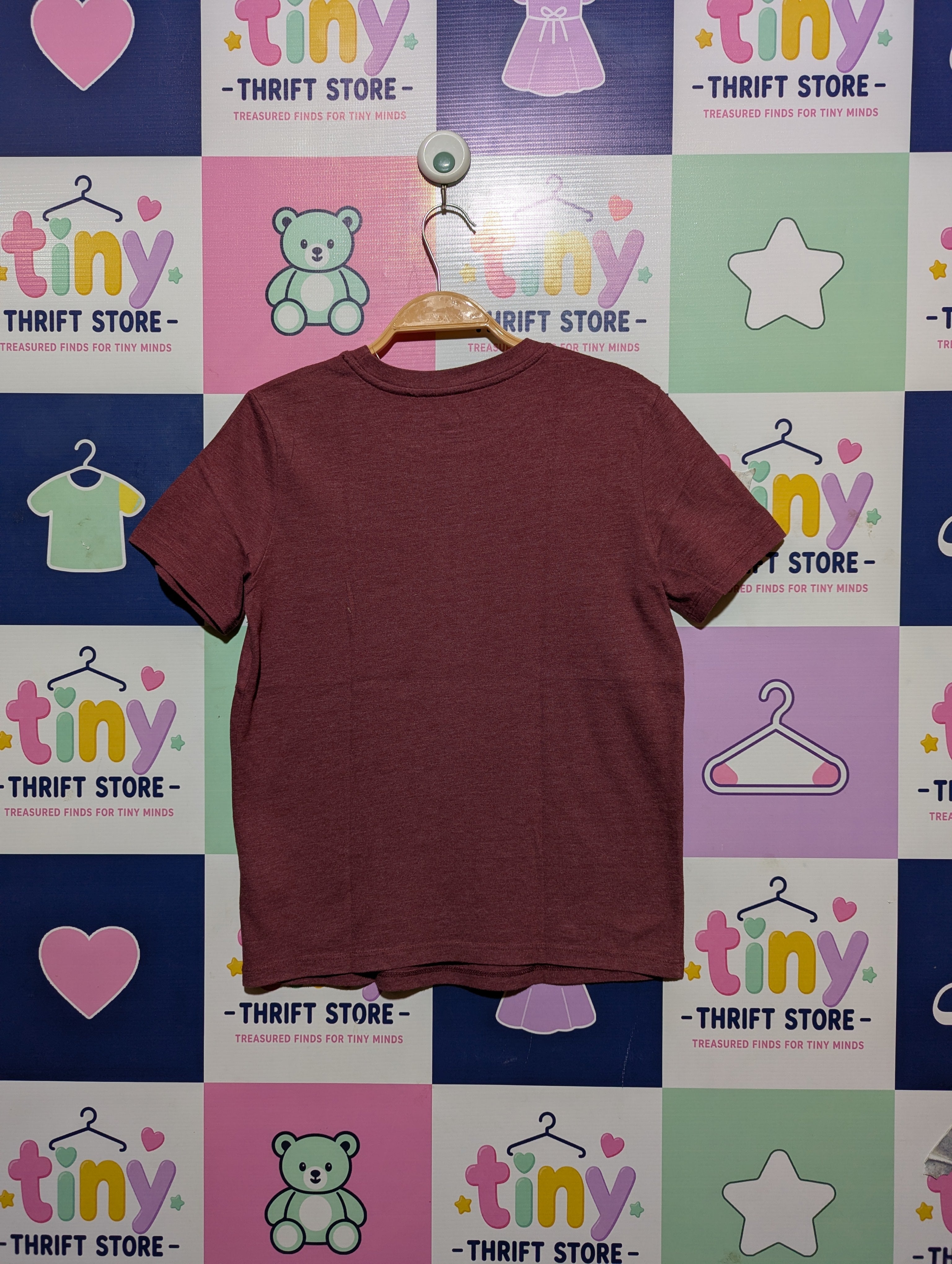 Cat & Jack Girls Burgundy "Brave" Graphic Tee - Size Estimated Age 8-10 Years AB2