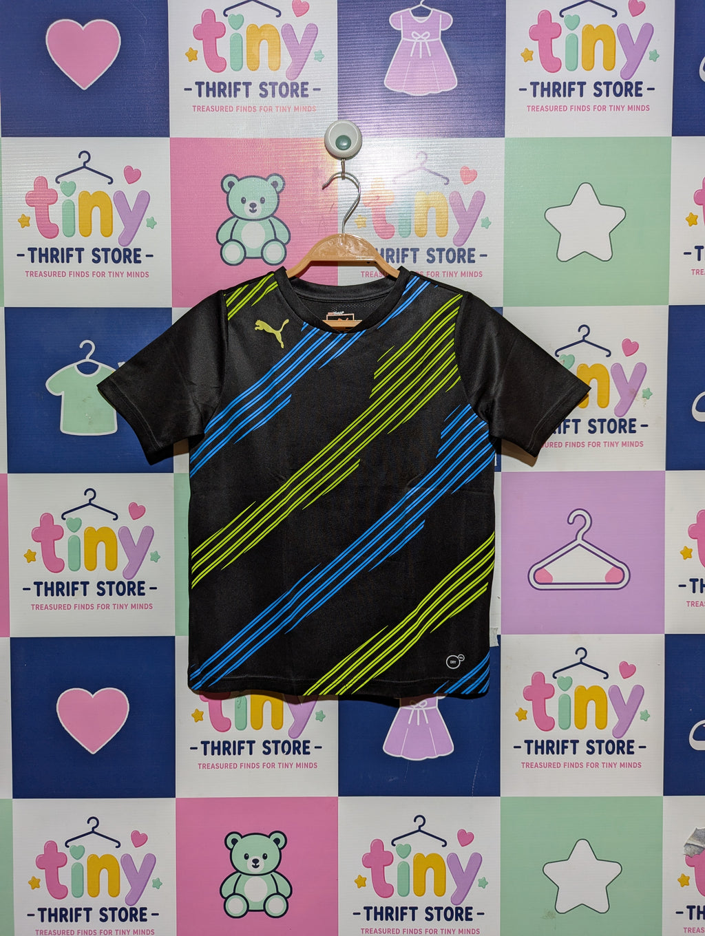 Puma Boys Black Sporty Graphic Short Sleeve Tee - Size Estimated Age: 8–10 Years. (YM) AB2
