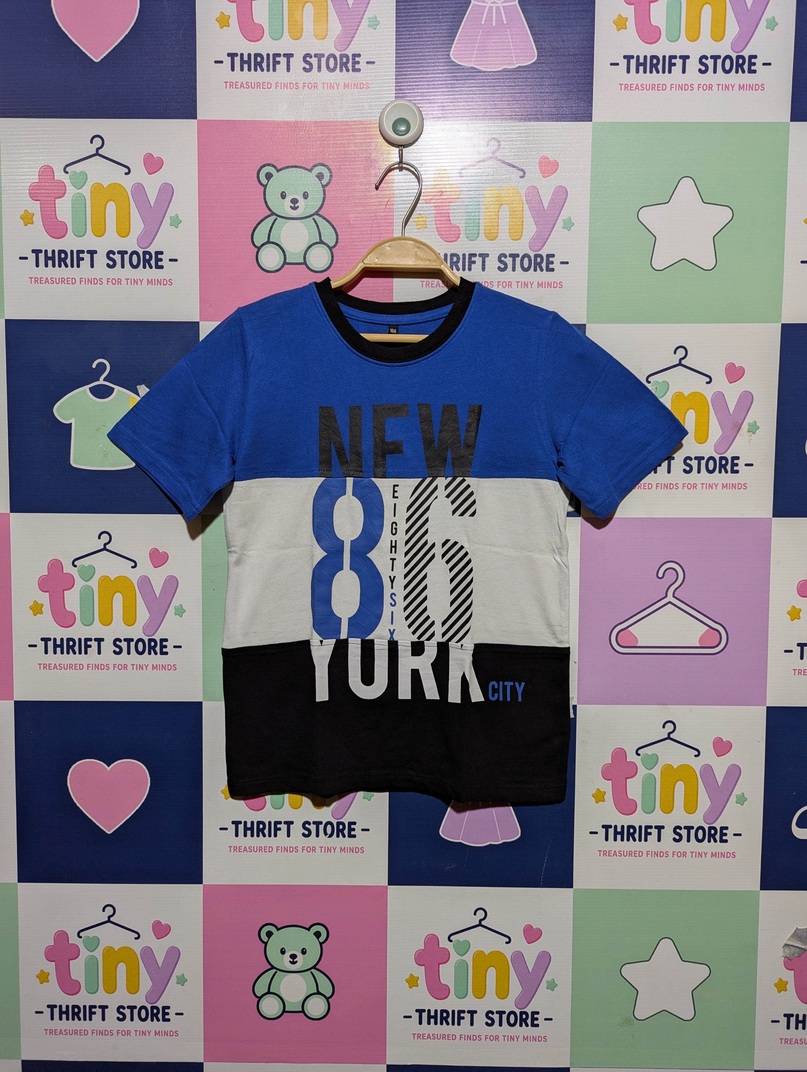 Dorian Bach Boys Color-Block "New York City" Short Sleeve Tee - Size 10A Estimated Age 10 Years AB2