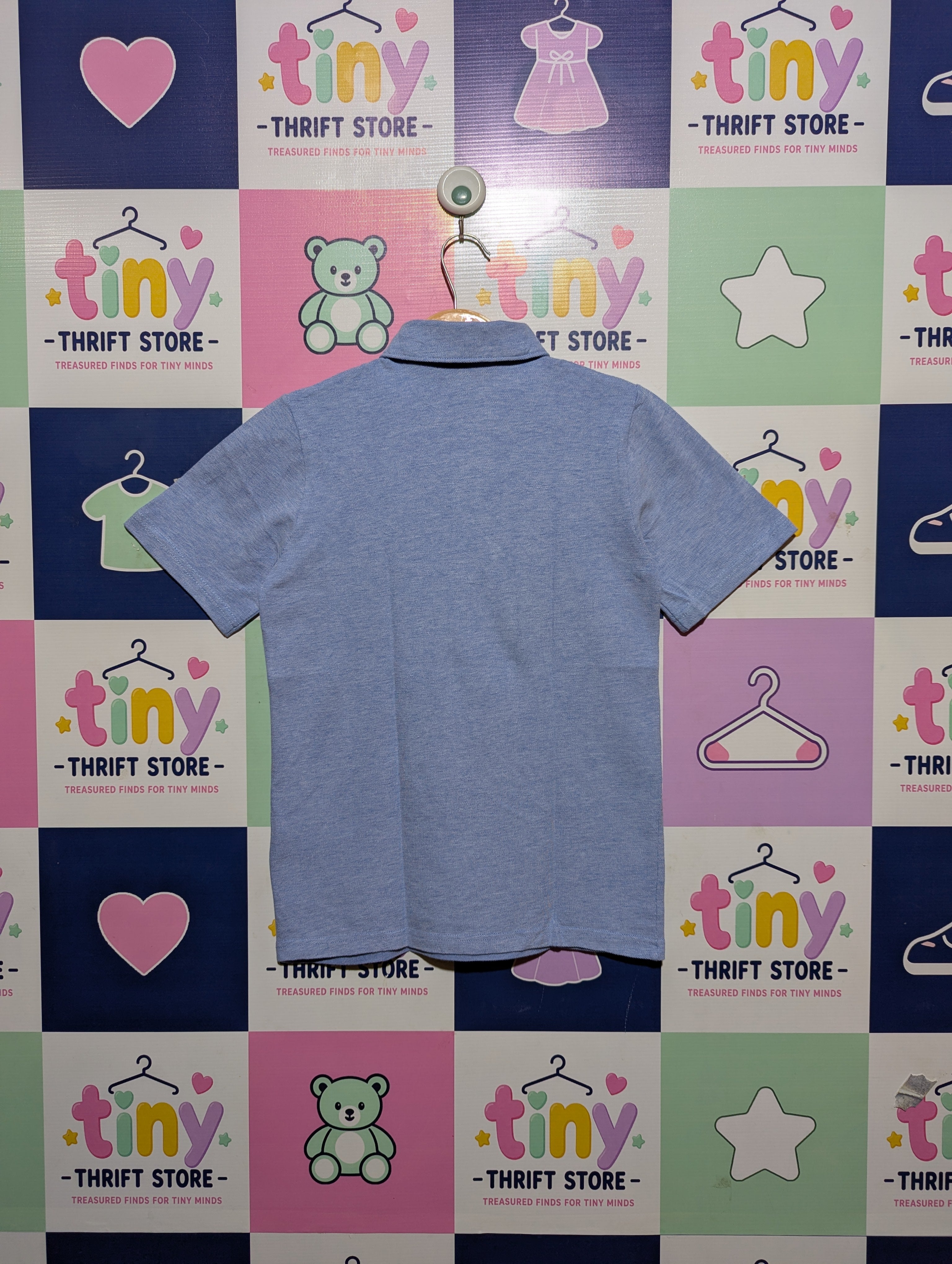 Next Boys Classic Light Blue Textured Polo Shirt - Size 10 Years Estimated Age 10 Years AB2