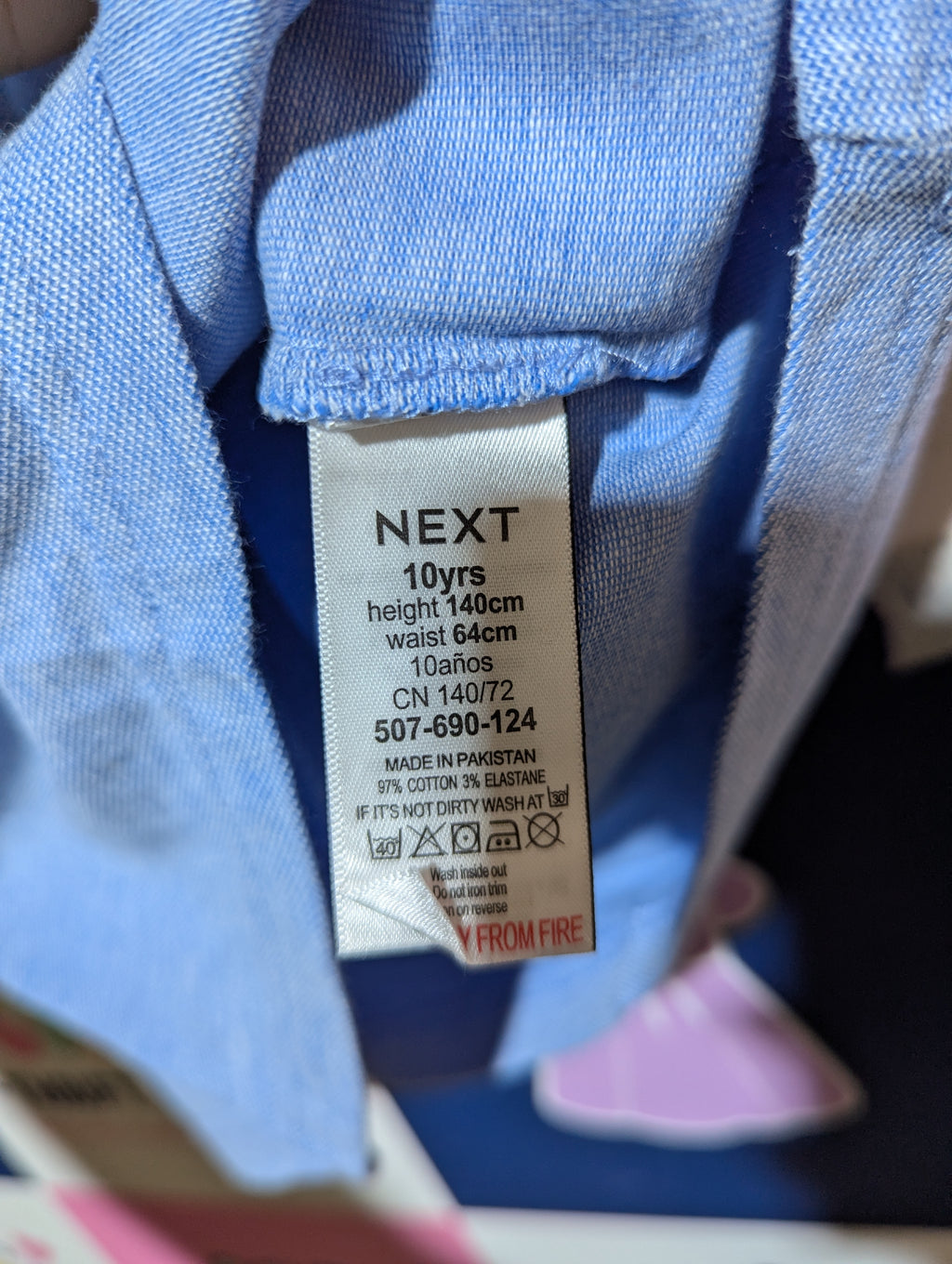 Next Boys Classic Light Blue Textured Polo Shirt - Size 10 Years Estimated Age 10 Years AB2