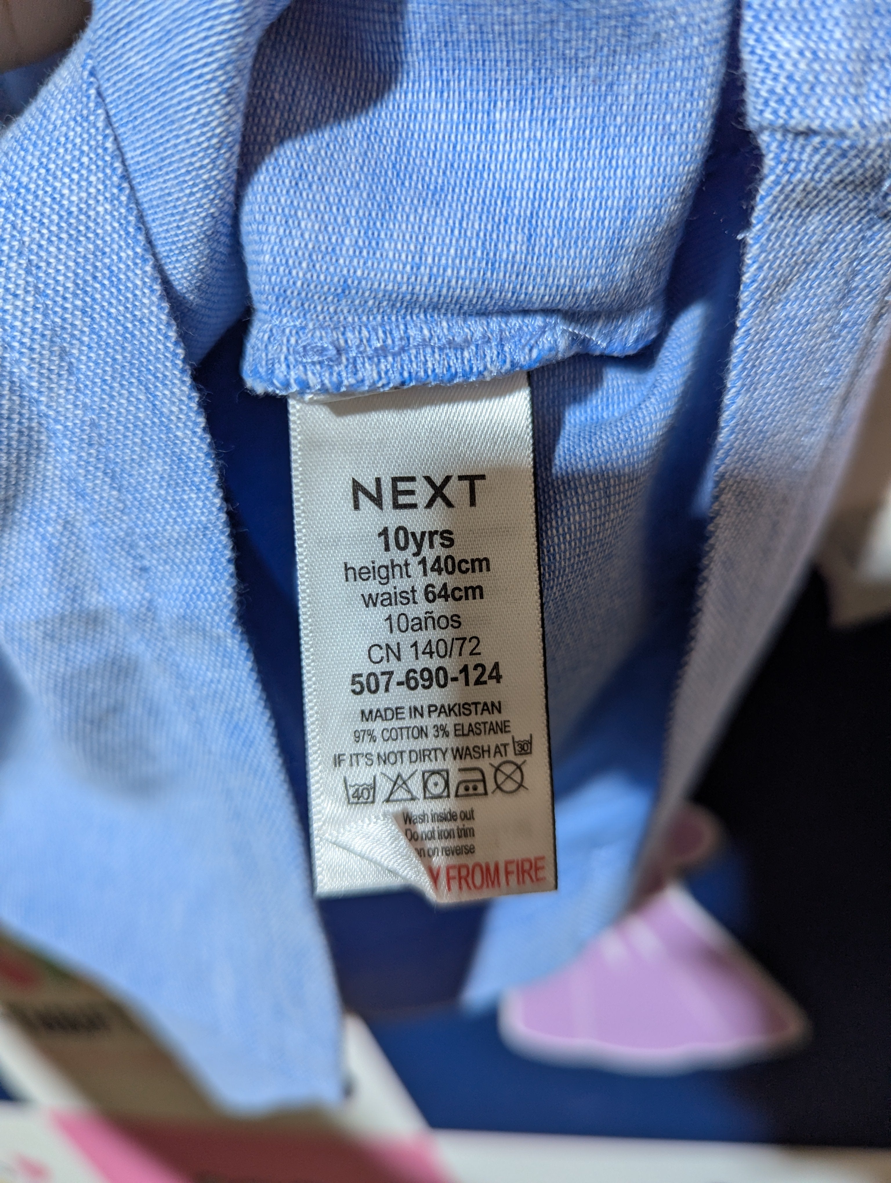 Next Boys Classic Light Blue Textured Polo Shirt - Size 10 Years Estimated Age 10 Years AB2
