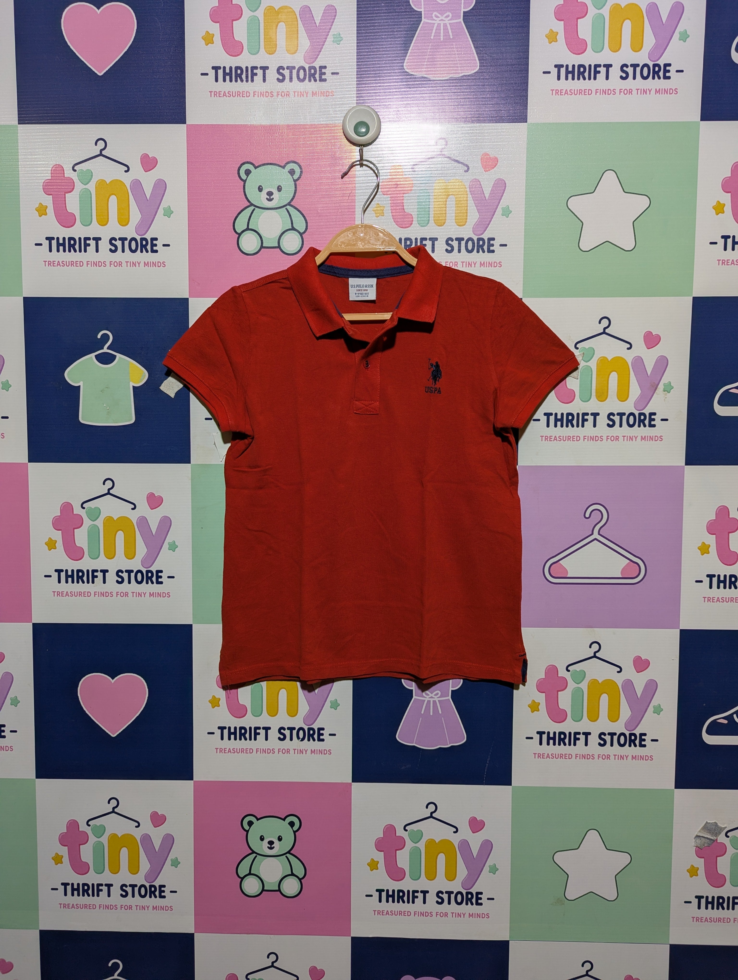 U.S. Polo Assn. Boys Classic Red Short Sleeve Polo Shirt - Size 8-9 Years Estimated Age 8-9 Years AB2