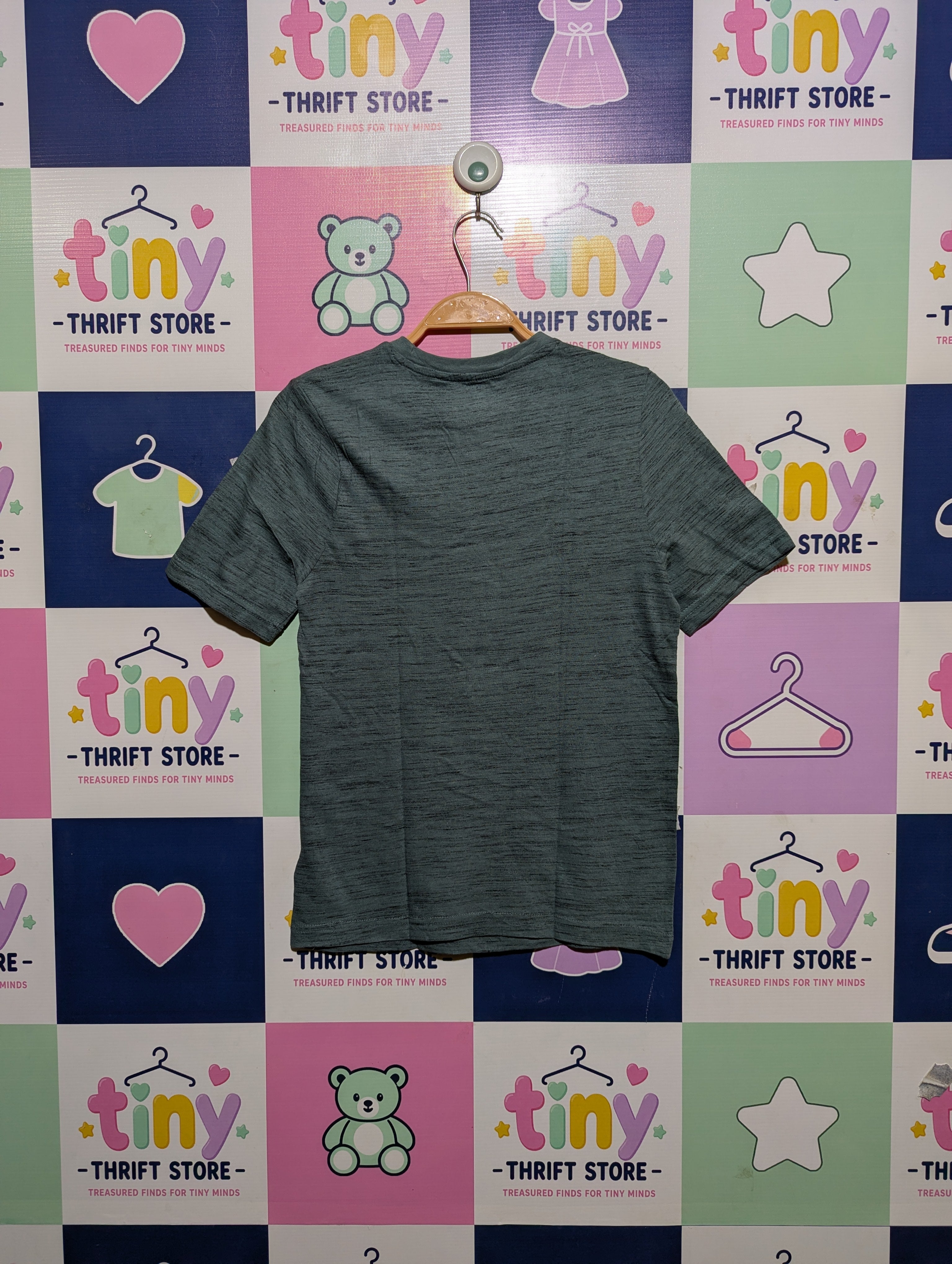F&F Boys Green Textured Crew Neck Tee - Size 8-9 Years Estimated Age 8-9 Years AB2