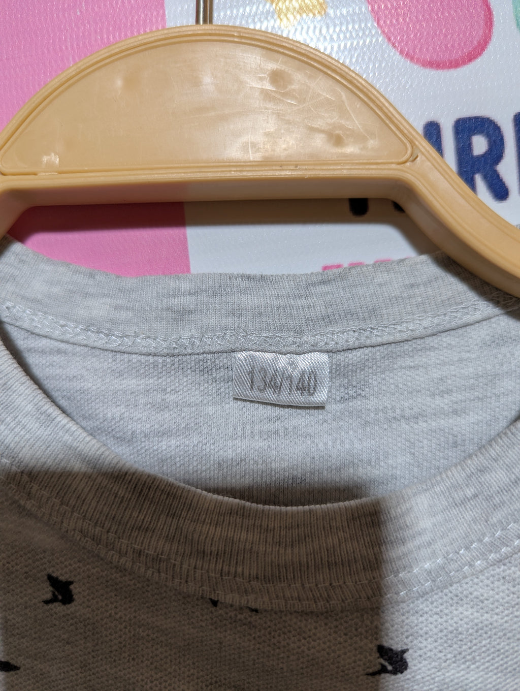 Zeeman Boys Heather Grey Mini-Shark Print Short Sleeve Tee - Size 134/140 cm Estimated Age 8-10 Years AB2