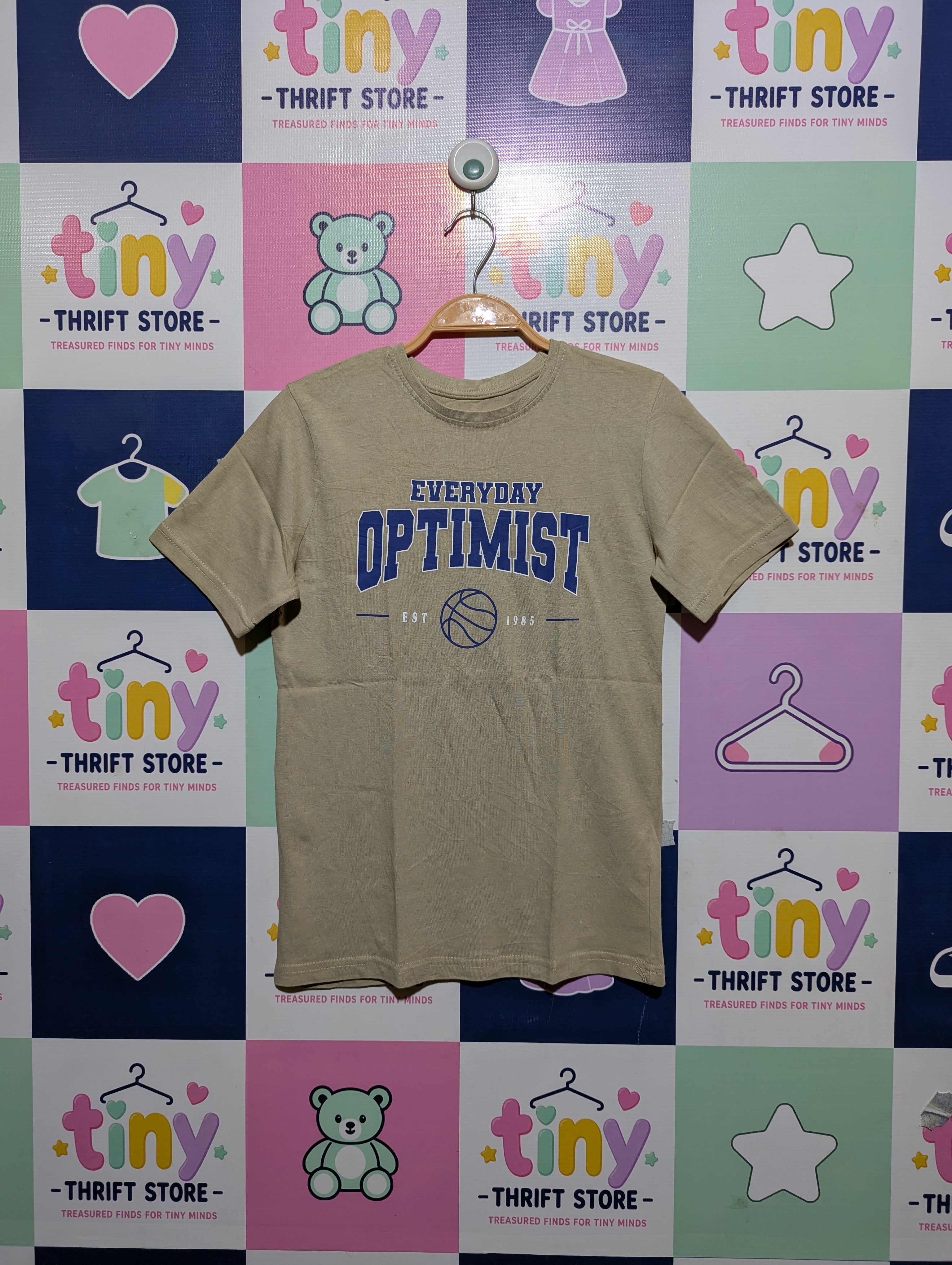 Primark Boys Beige "Everyday Optimist" Graphic Tee - Size 9-10 Years Estimated Age 9-10 Years AB2