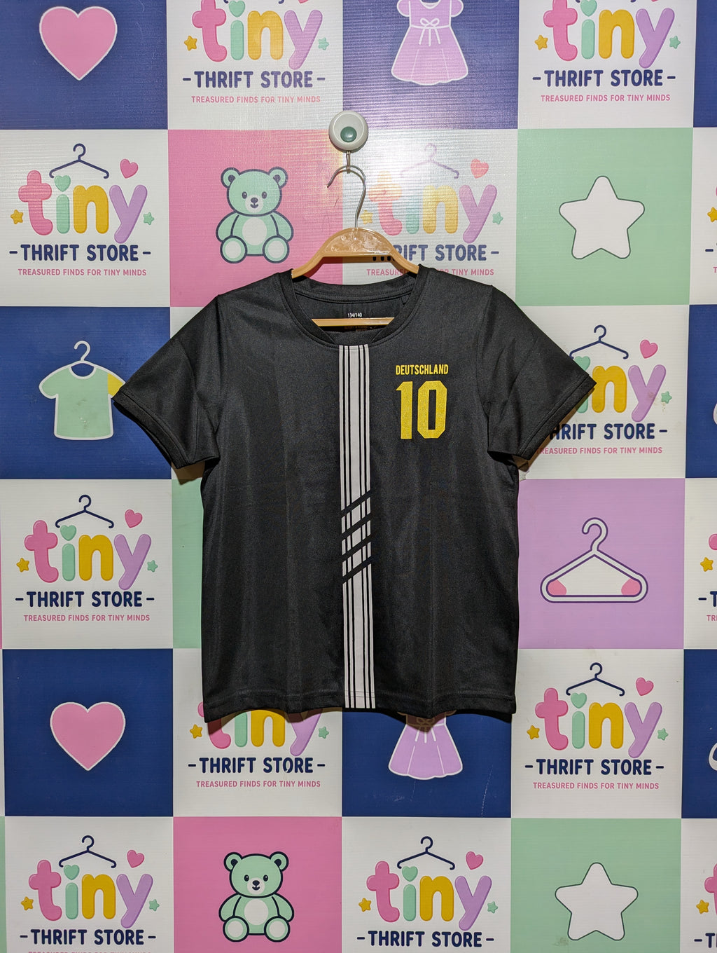 Deutschland Boys Black "10" Soccer Jersey - Size 134/140 cm Estimated Age 8-10 Years AB2