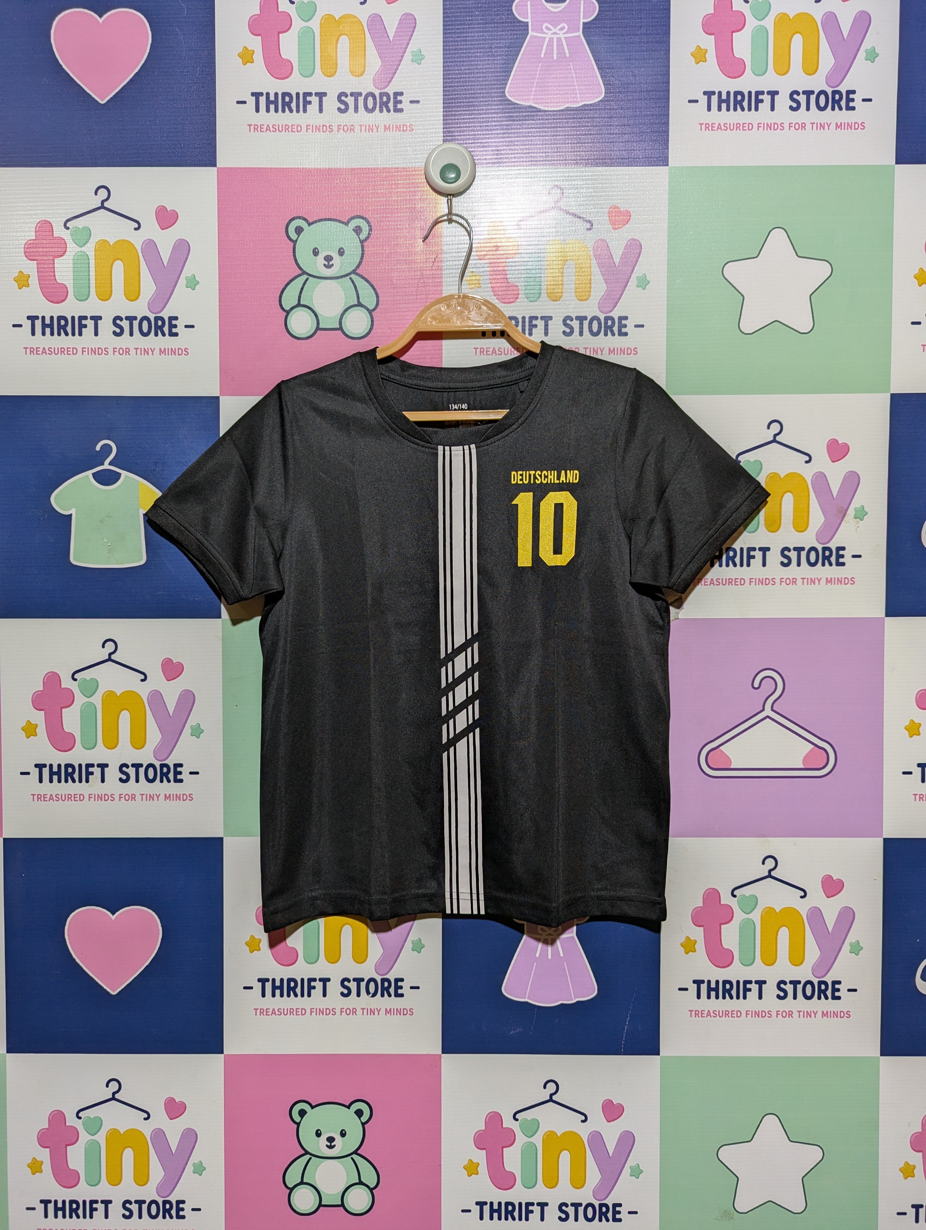 Deutschland Boys Black "10" Soccer Jersey - Size 134/140 cm Estimated Age 8-10 Years AB2