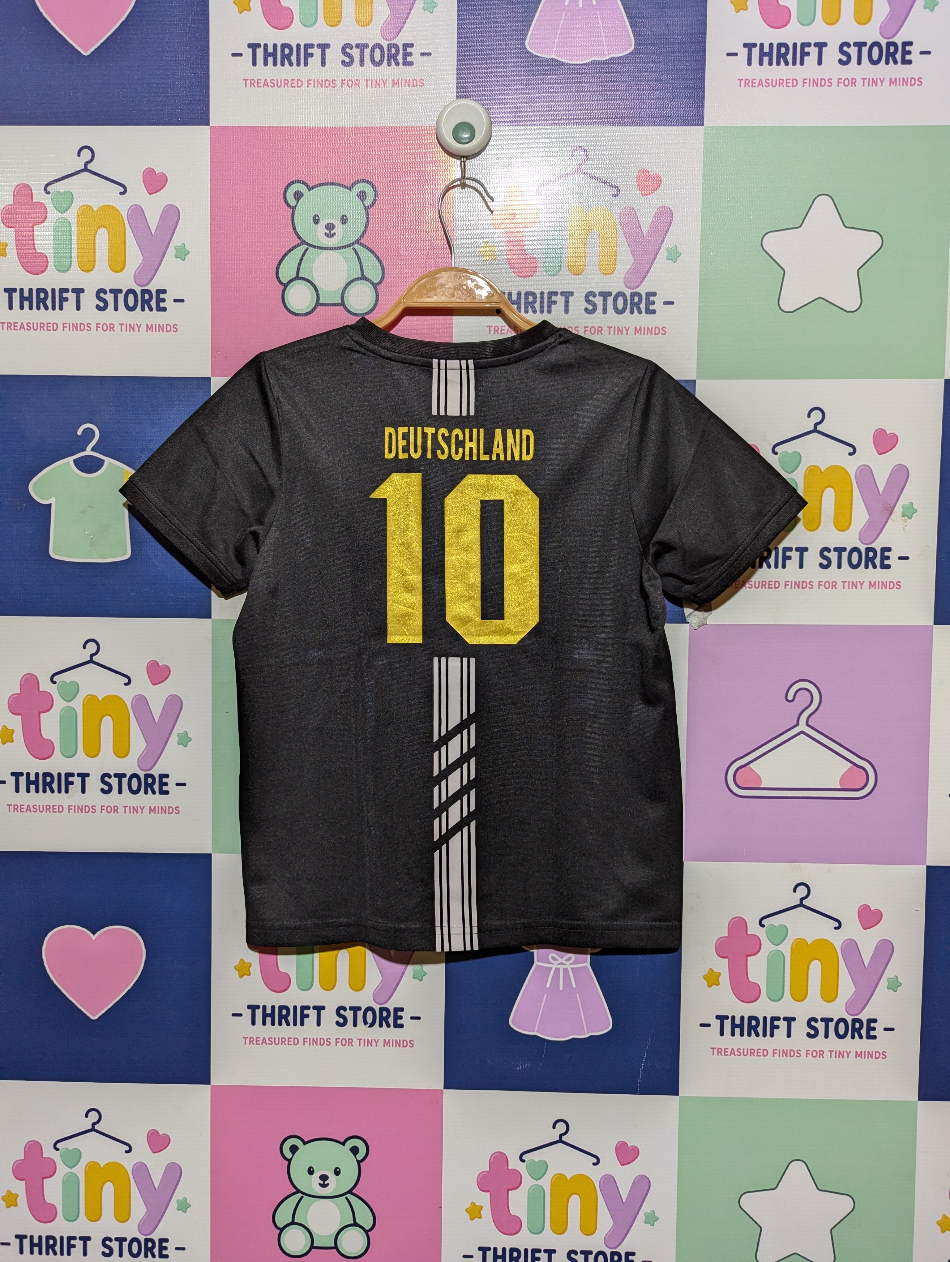 Deutschland Boys Black "10" Soccer Jersey - Size 134/140 cm Estimated Age 8-10 Years AB2