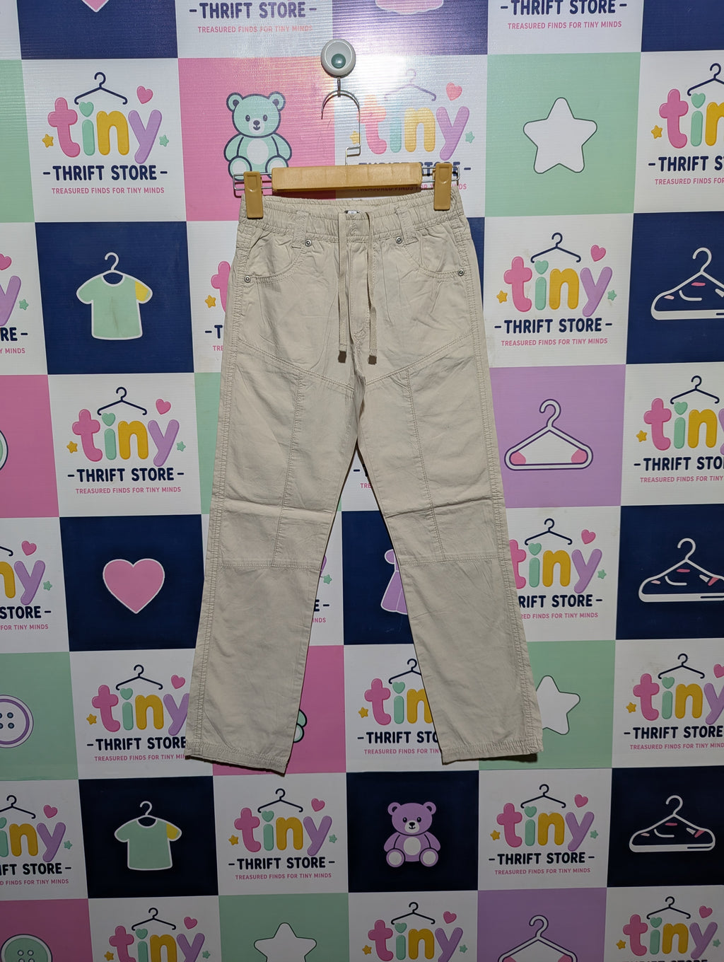 Dodipetto Boys Beige Lightweight Casual Jogger Pants - Size 8 Years Estimated Age 8 Years AB2