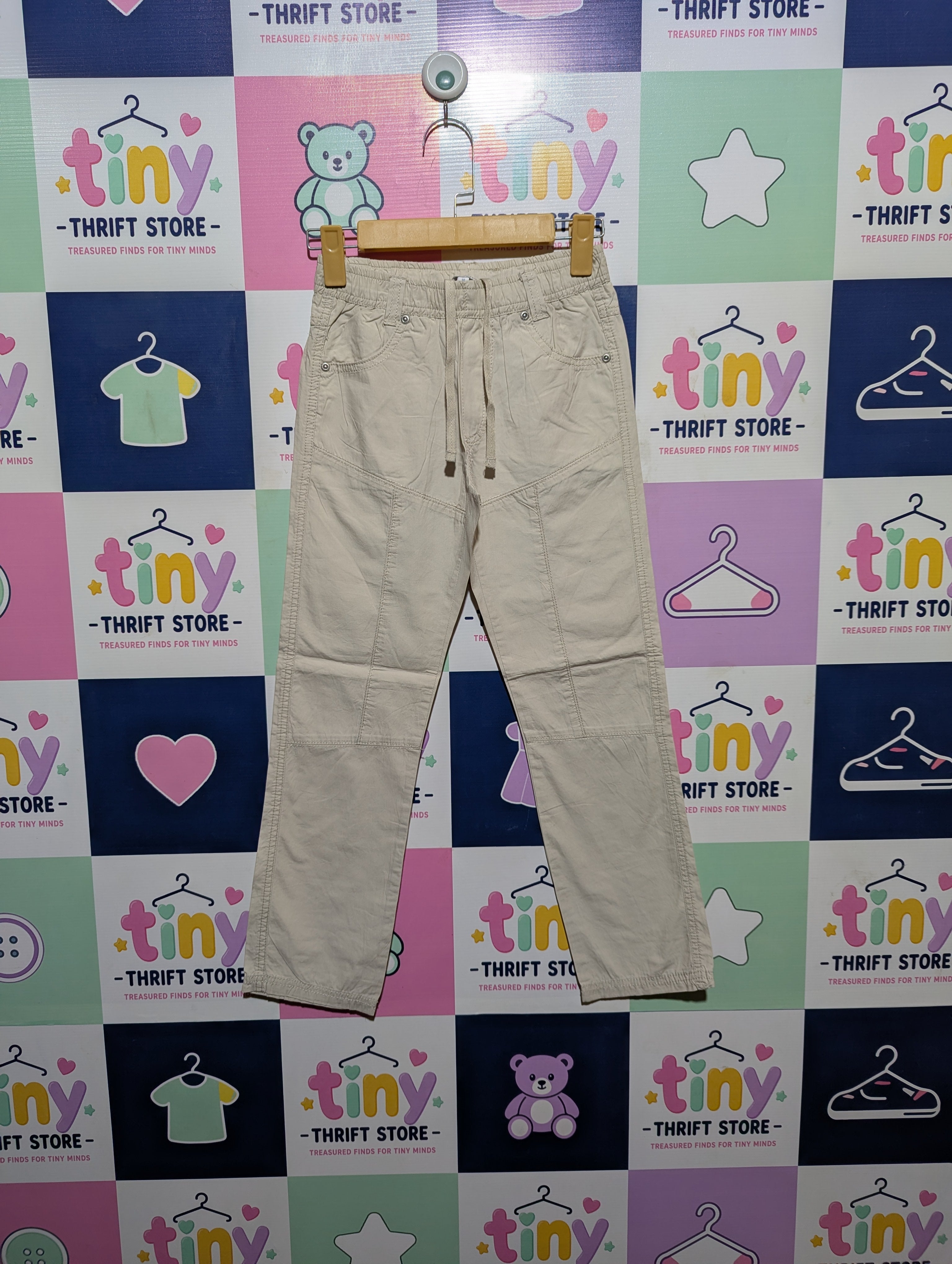 Dodipetto Boys Beige Lightweight Casual Jogger Pants - Size 8 Years Estimated Age 8 Years AB2