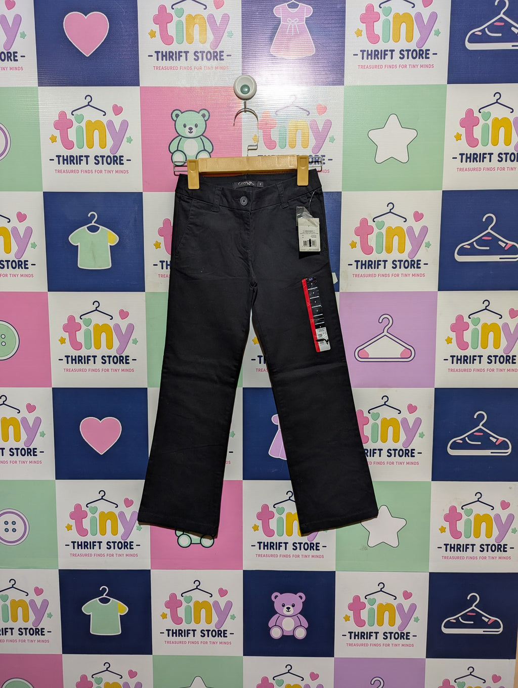 George Girls Black Classic Straight-Leg Trousers - Size 7 Estimated Age 7 Years AB2