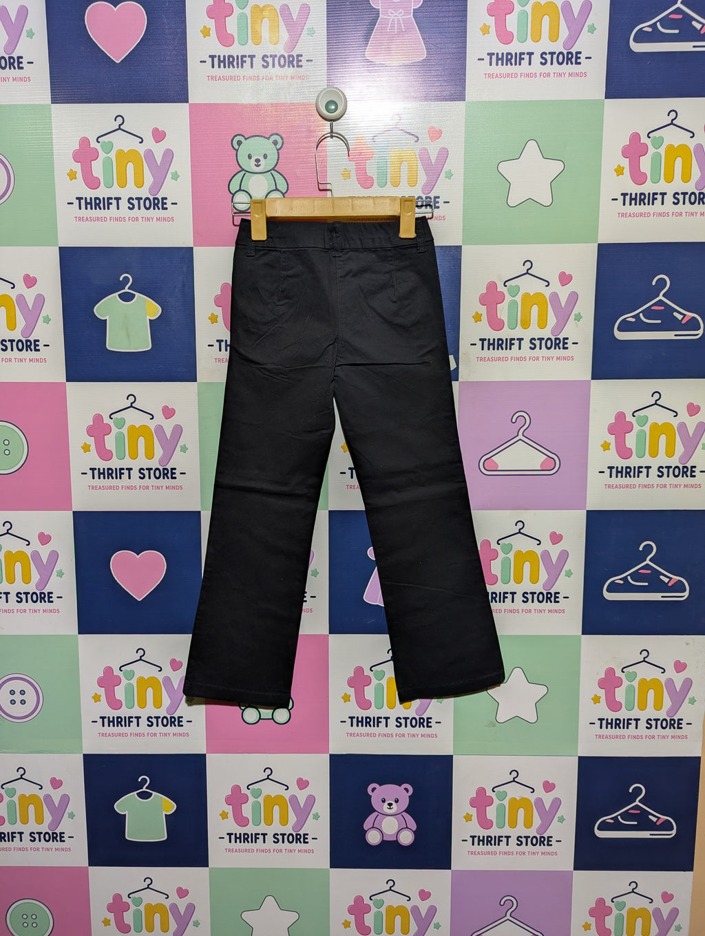 George Girls Black Classic Straight-Leg Trousers - Size 7 Estimated Age 7 Years AB2
