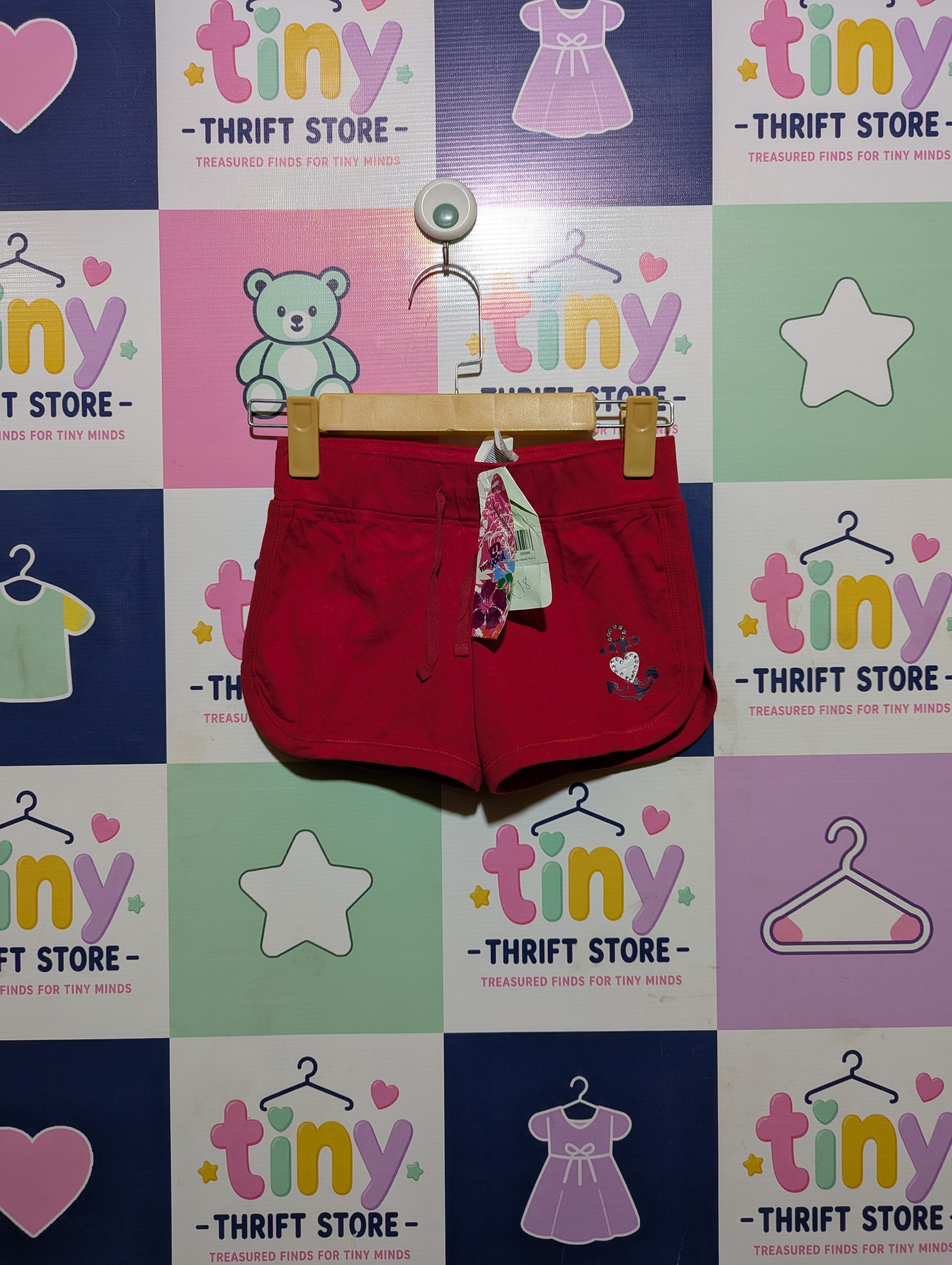 Mayoral Girls Red "Anchor" Athletic Shorts - Size Estimated Age 8 Years AB2