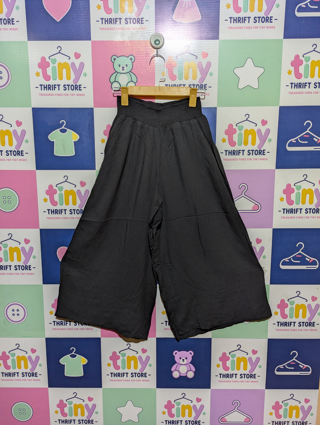 Girls Black "ed-it-ed" Wide-Leg Culotte Trousers - Size Estimated Age 8 Years AB2