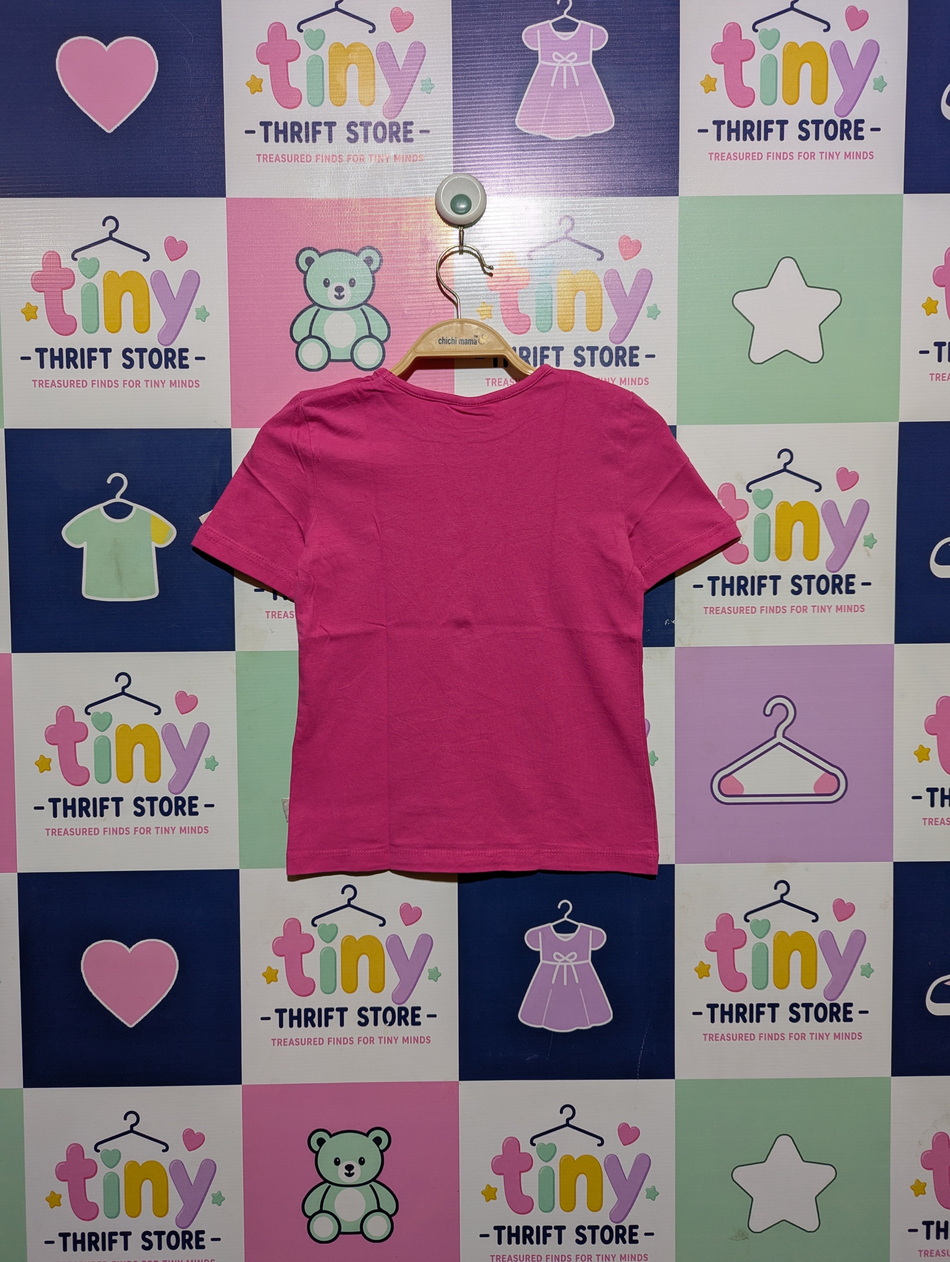Kids Girls Fuchsia Pink "Always Together" Graphic Tee - Size 122/128 (Estimated Age 7-8 Years) AB2