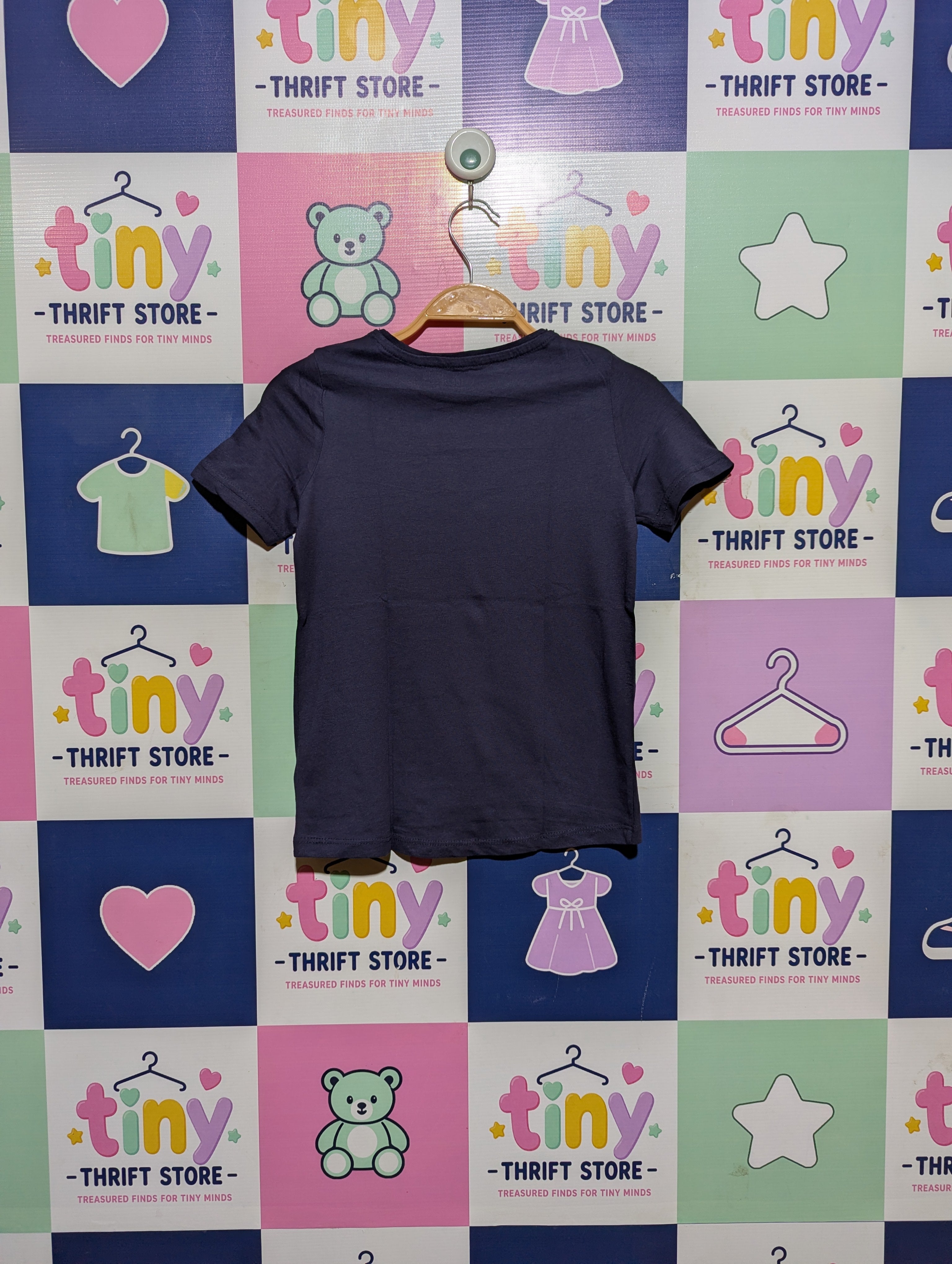 Little Kids Girls Navy Blue "Magical Unicorn" Graphic Tee - Size 122 (Estimated Age 6-7 Years) AB2