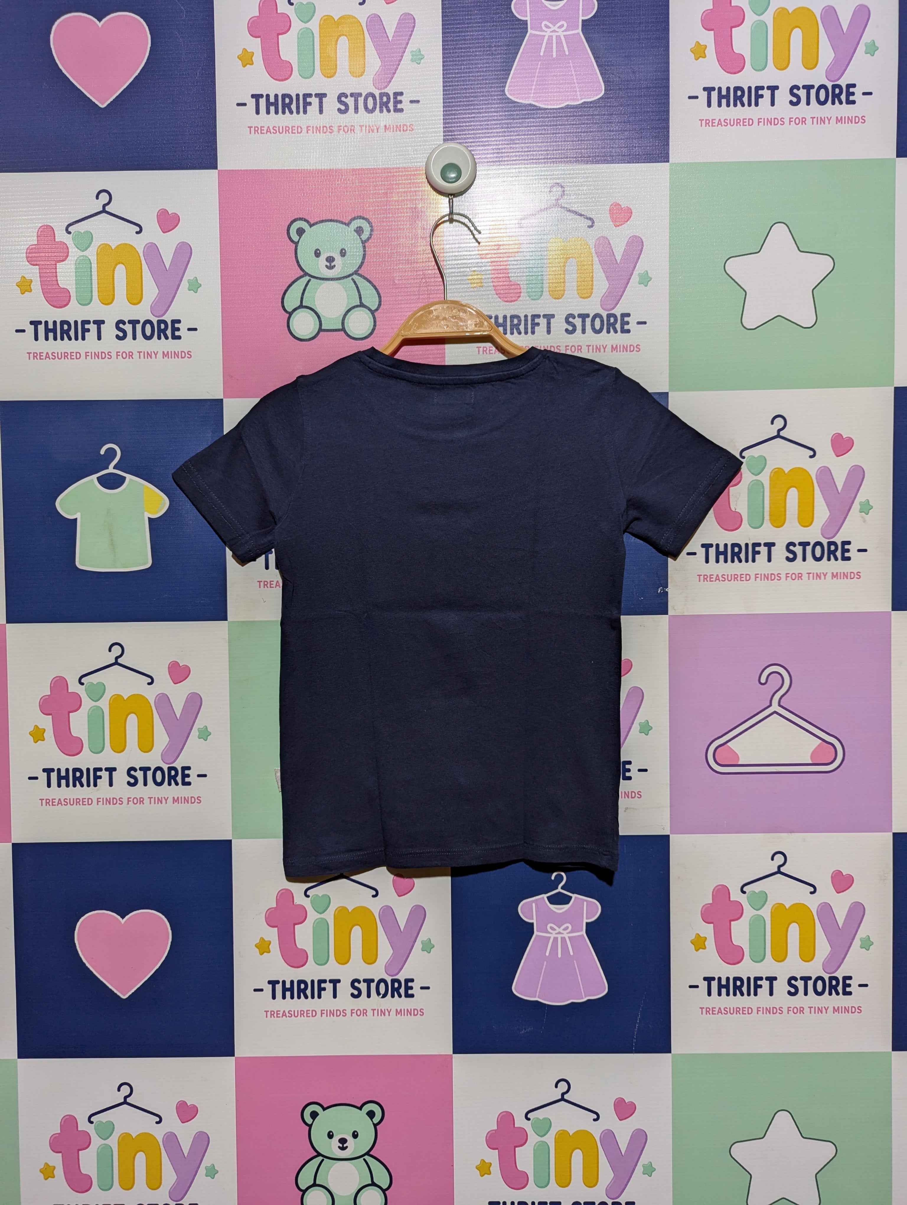 Gémo Girls Navy Blue "Generation Green" Graphic Tee - Size 8 (Estimated Age 8 Years) AB2