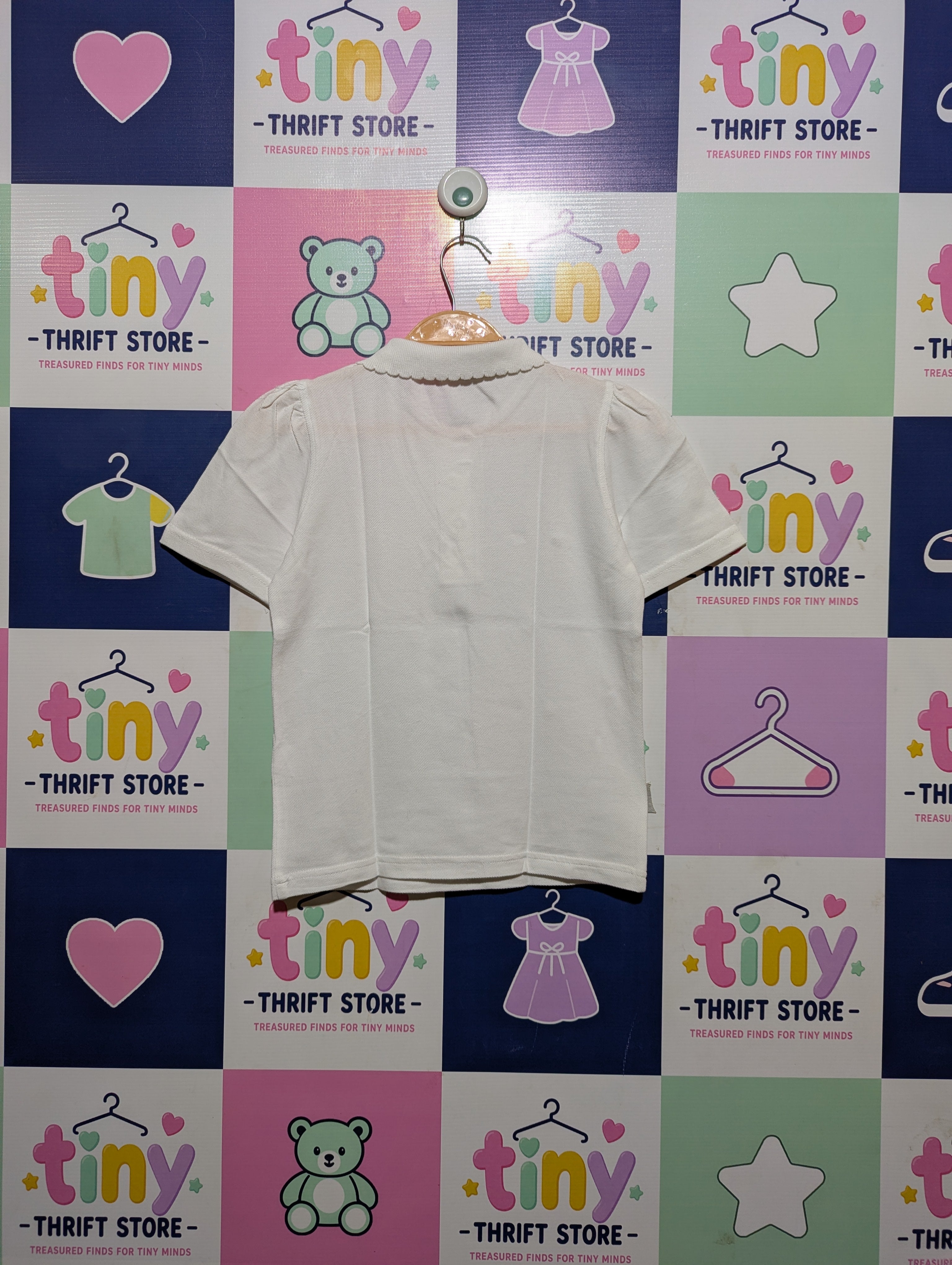 George Girls Classic White Collared Polo Shirt - Size 6-7 Years (Estimated Age 6-7 Years) AB2