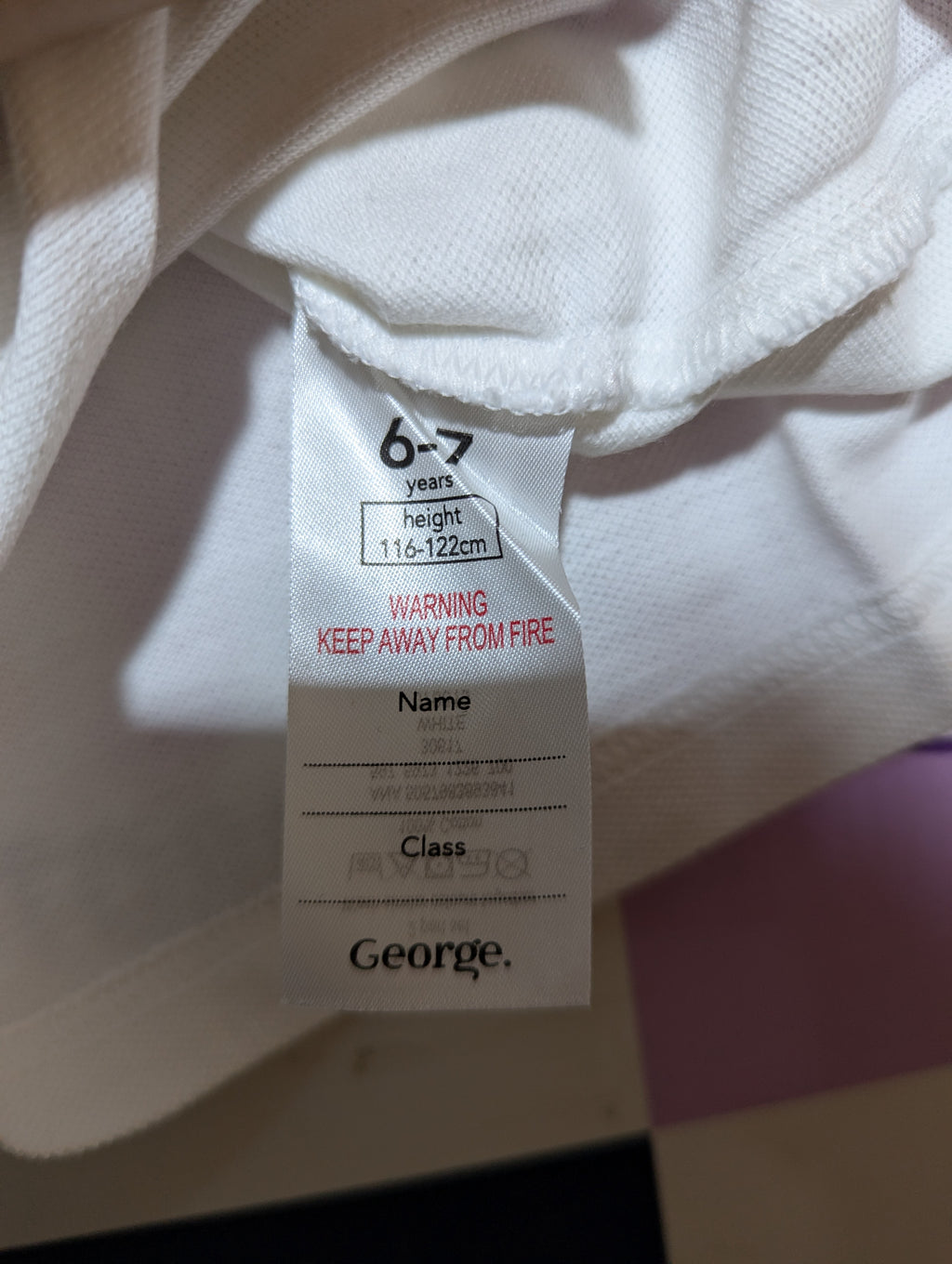 George Girls Classic White Collared Polo Shirt - Size 6-7 Years (Estimated Age 6-7 Years) AB2